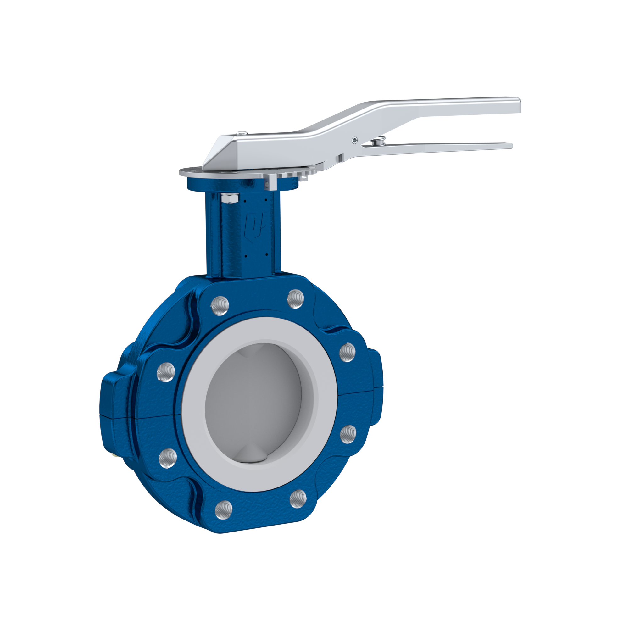 Butterfly-valve PTFE AK10 DN125 PN10-PN16 lever silicone insert