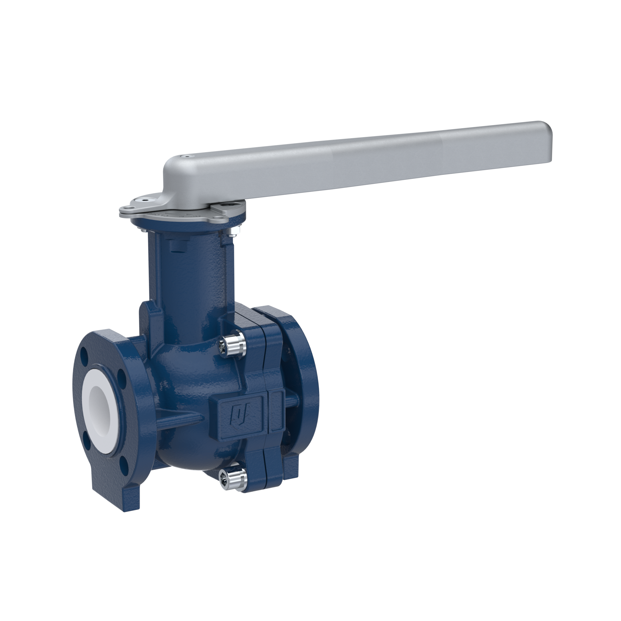 PFA-flange ball valve FK13 DN80 - 3" inch ANSI 150 made of spheroidal graphite cast iron with lever hand