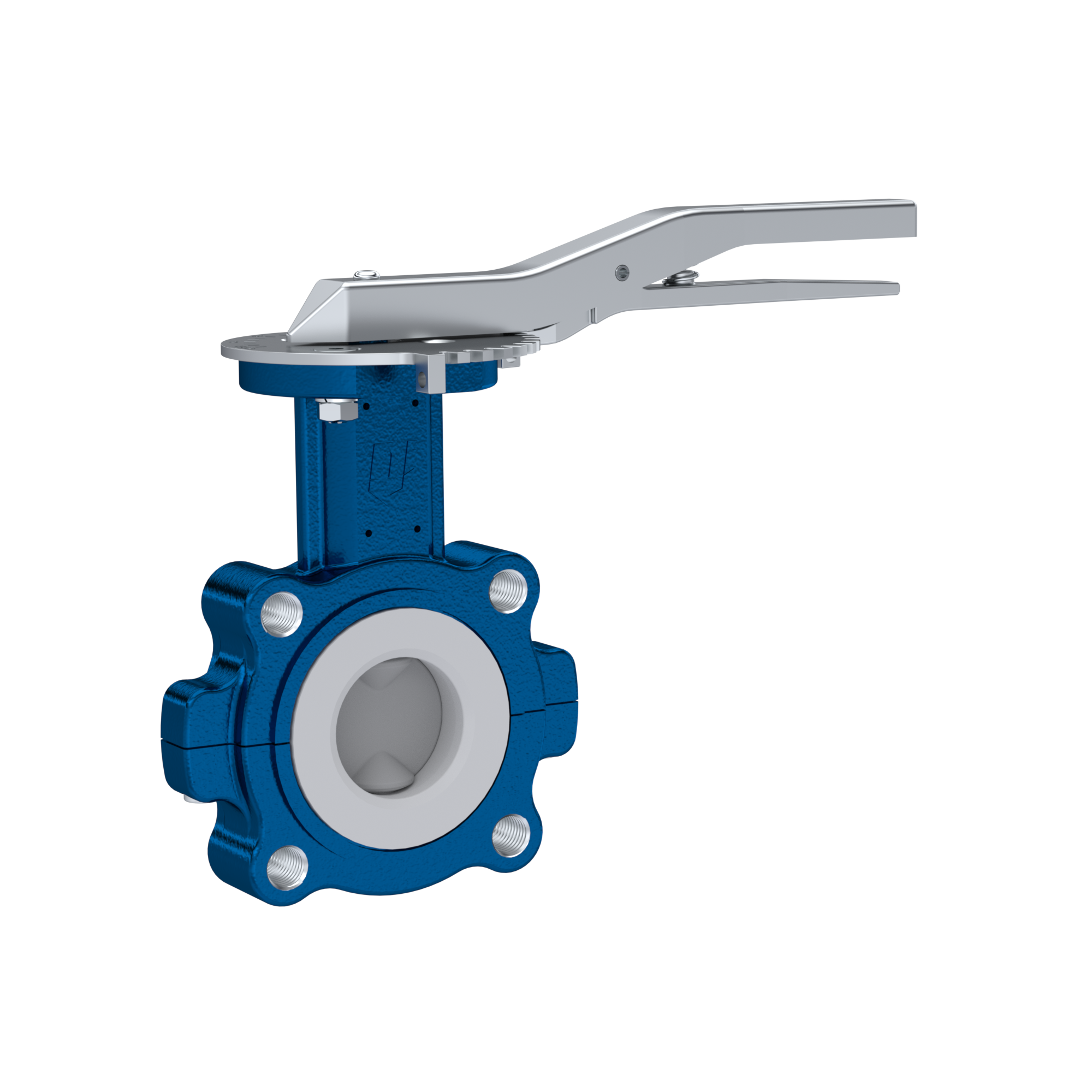 Butterfly-valve PTFE AK10 DN50 PN10-PN16 lever FKM insert