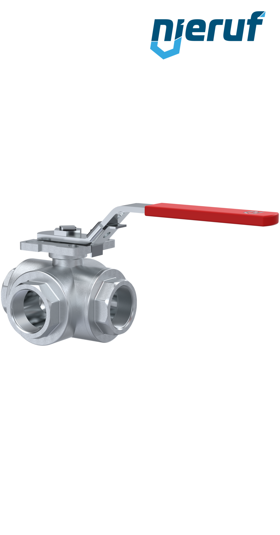 3  way ball valve DN15 - 1/2" inch GK09 stainless steel T drilling