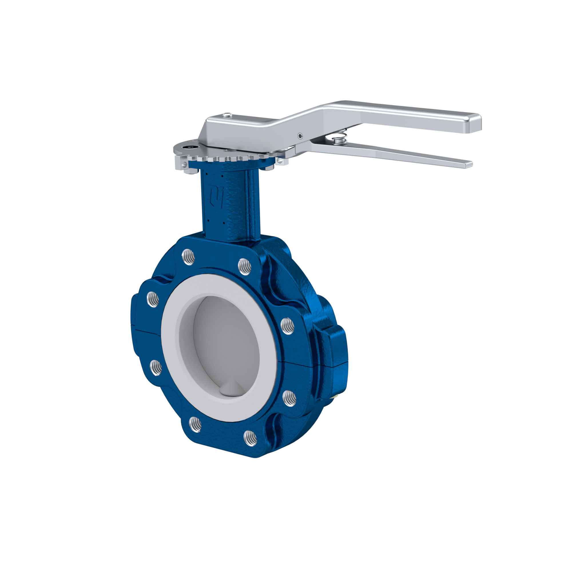 Butterfly-valve PTFE AK10 DN125 PN10-PN16 lever silicone insert