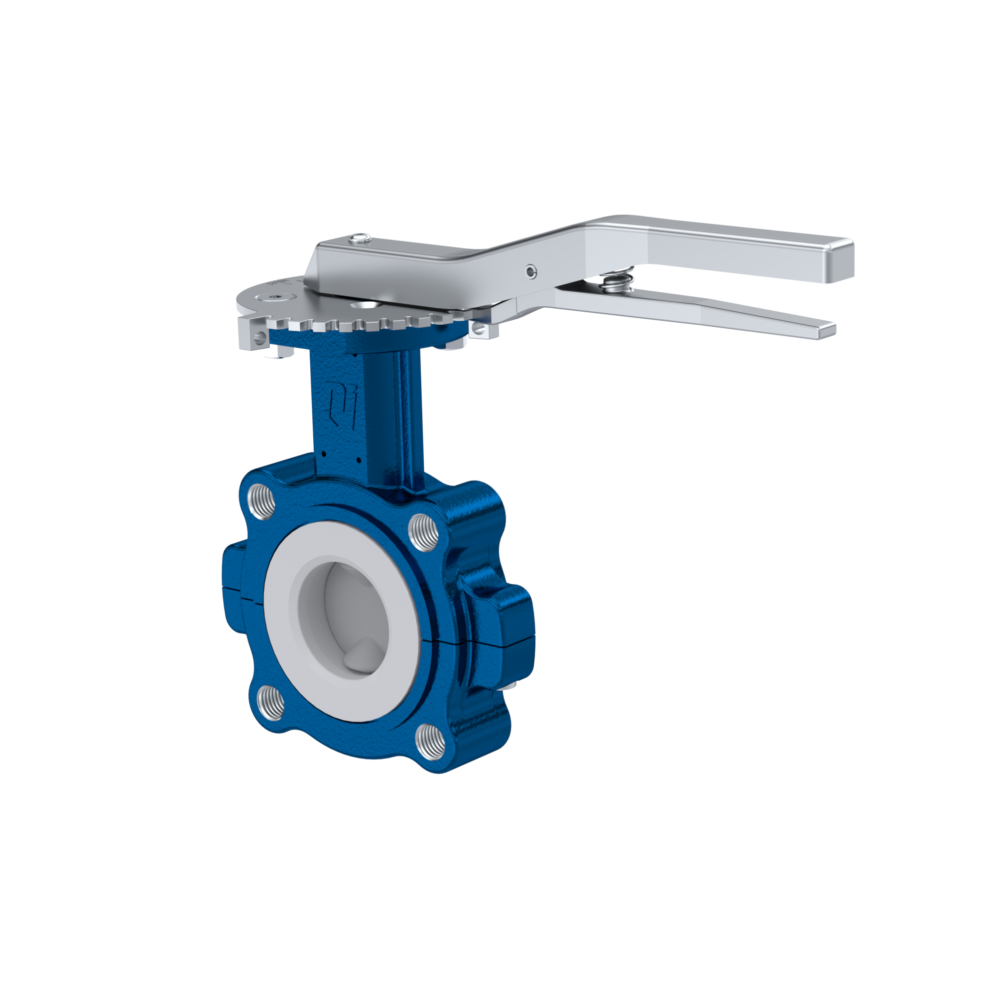 Butterfly-valve PTFE AK10 DN50 PN10-PN16 lever FKM insert