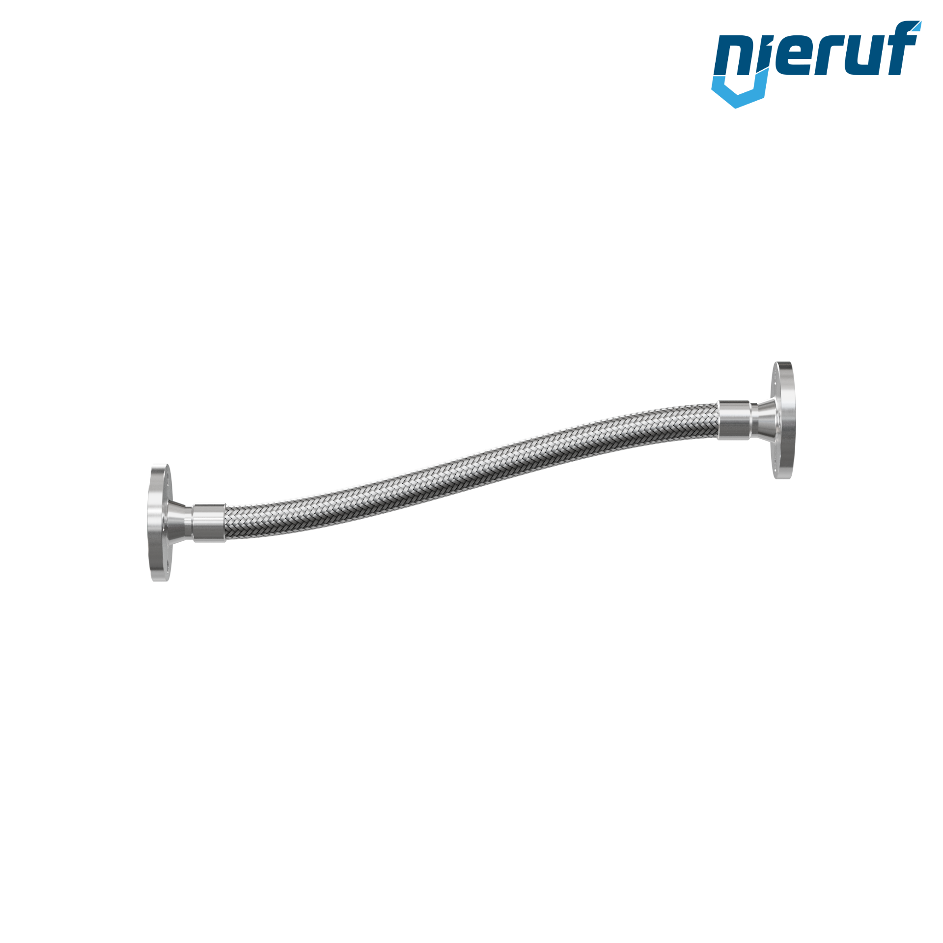 Stainless steel hoses ES01 DN25 - 1" inch with single braid and fixed flange length 500 mm