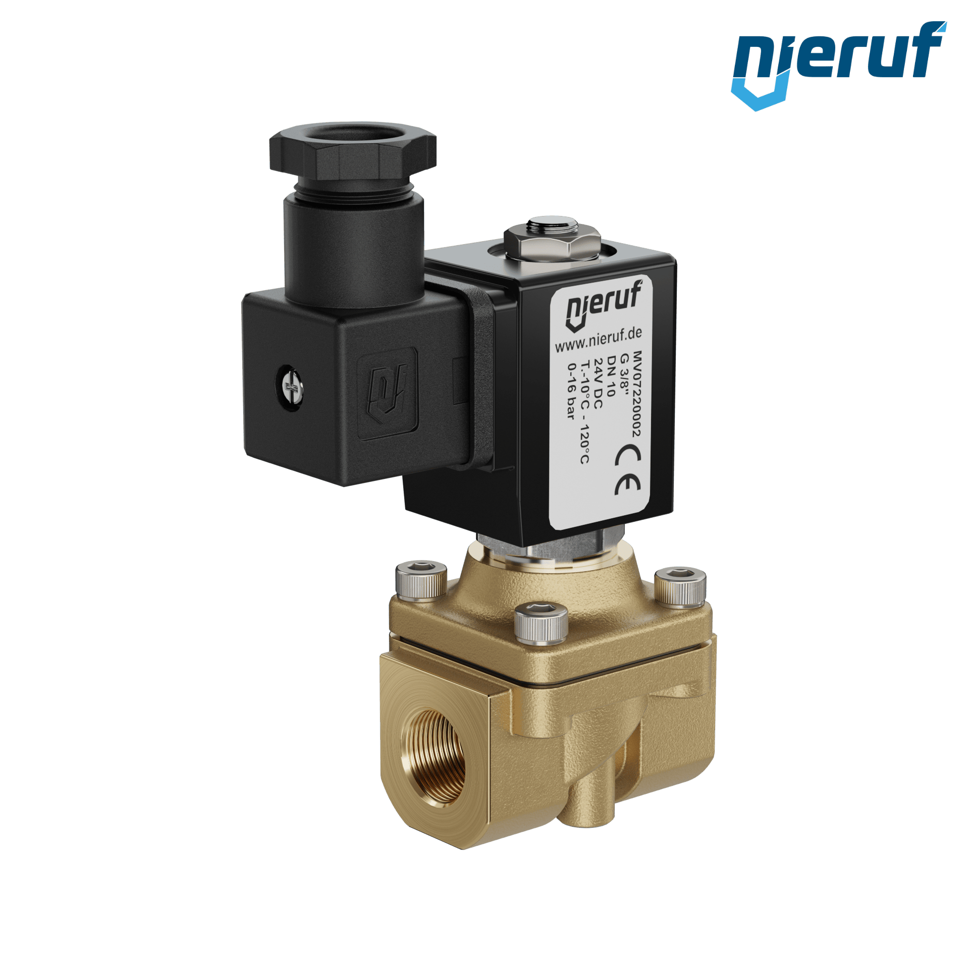 Solenoid valve G 3/8" Inch brass MV07 FKM 24V DC