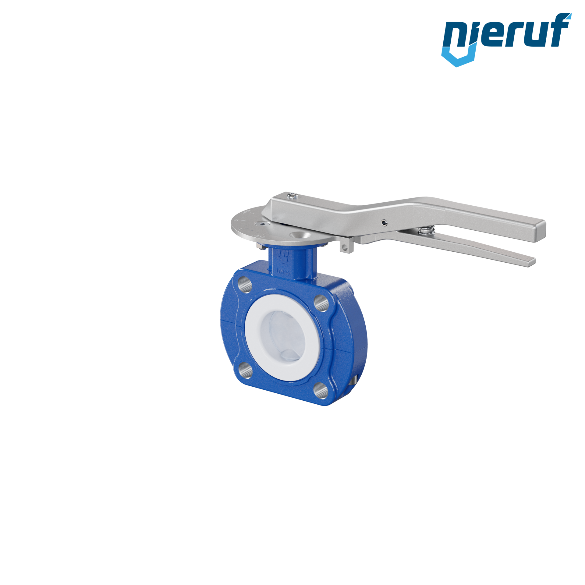 valvola a farfalla PFA PTFE AK10 DN40 PN10-PN16 leva inserto in FKM