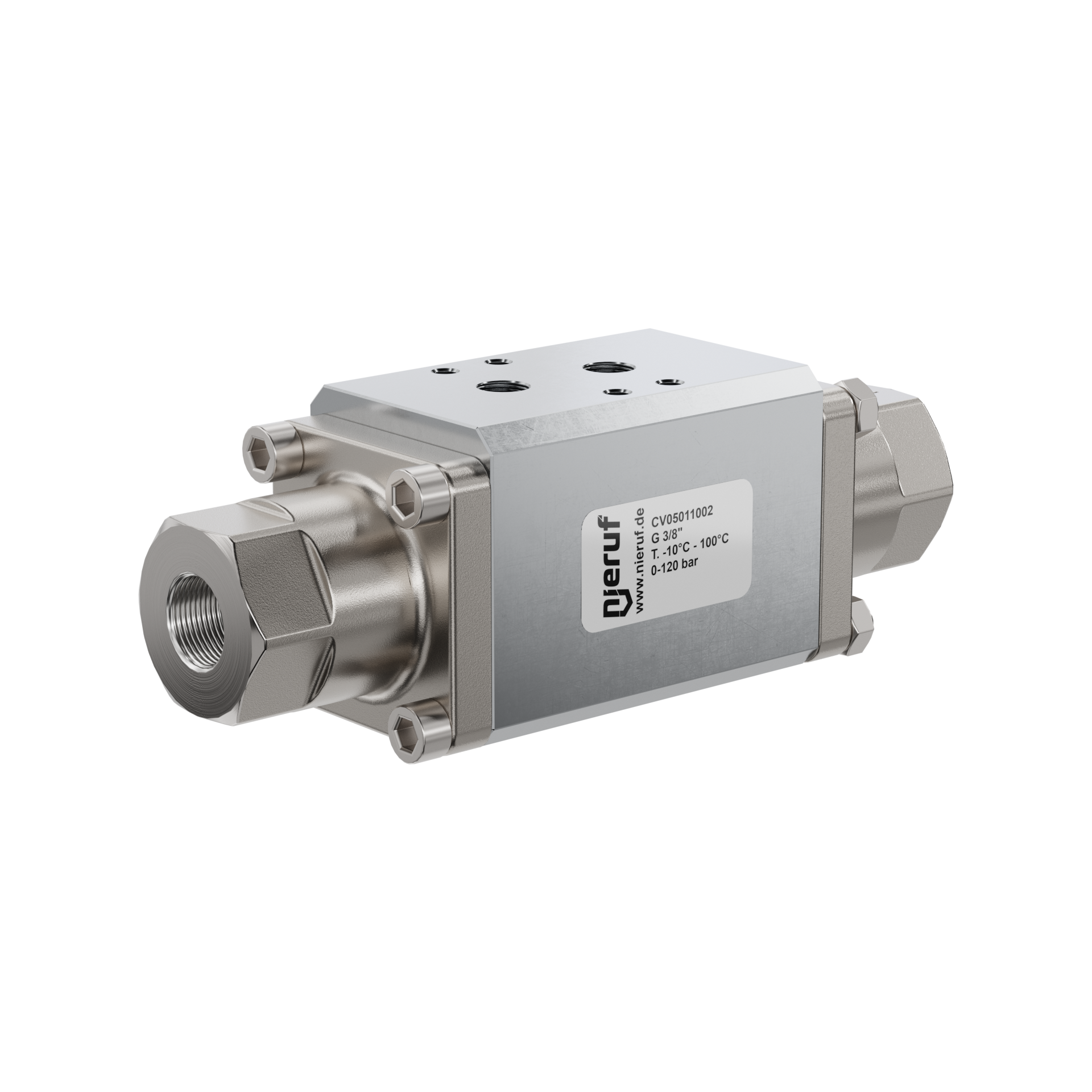 2/2-Way-Coaxial-valve CV05 3/8" inch fm - DN10 stainless steel max. 120 bar NC - for water application