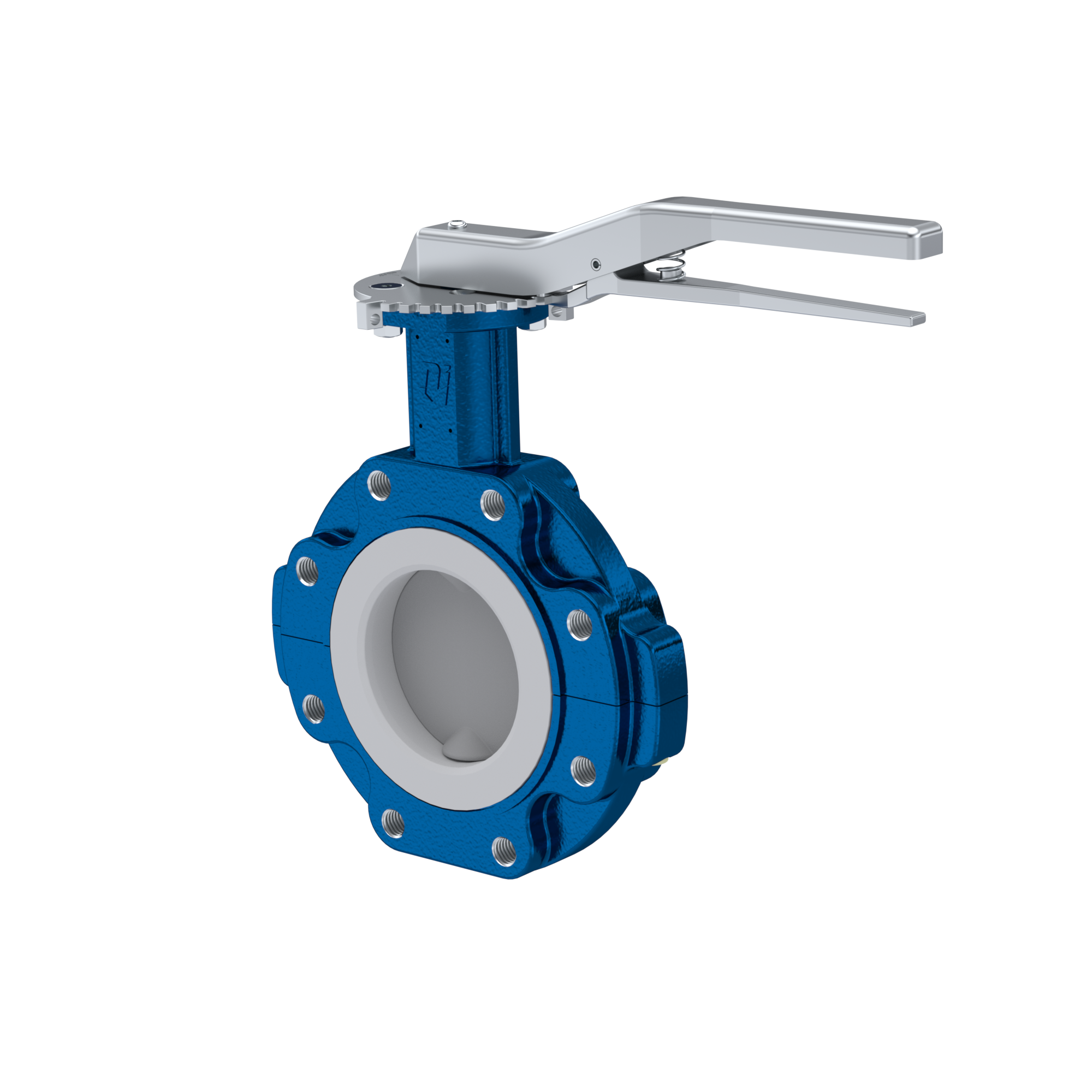 PFA-Butterfly-valve PTFE AK10 DN150 ANSI150 lever EPDM insert