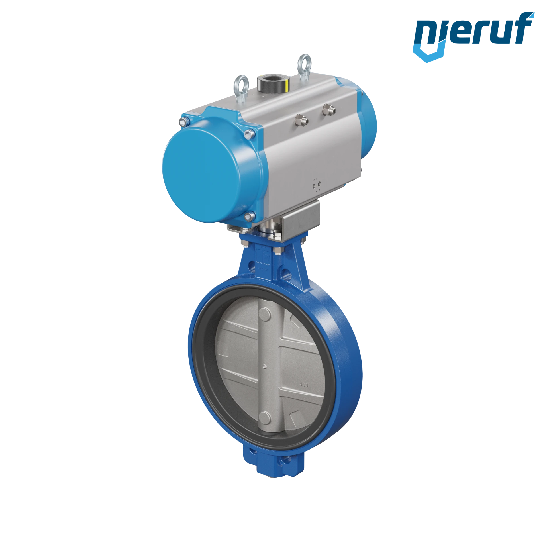 Butterfly valve DN 400 AK01 NBR-70-black DVGW gas pneumatic actuator double acting