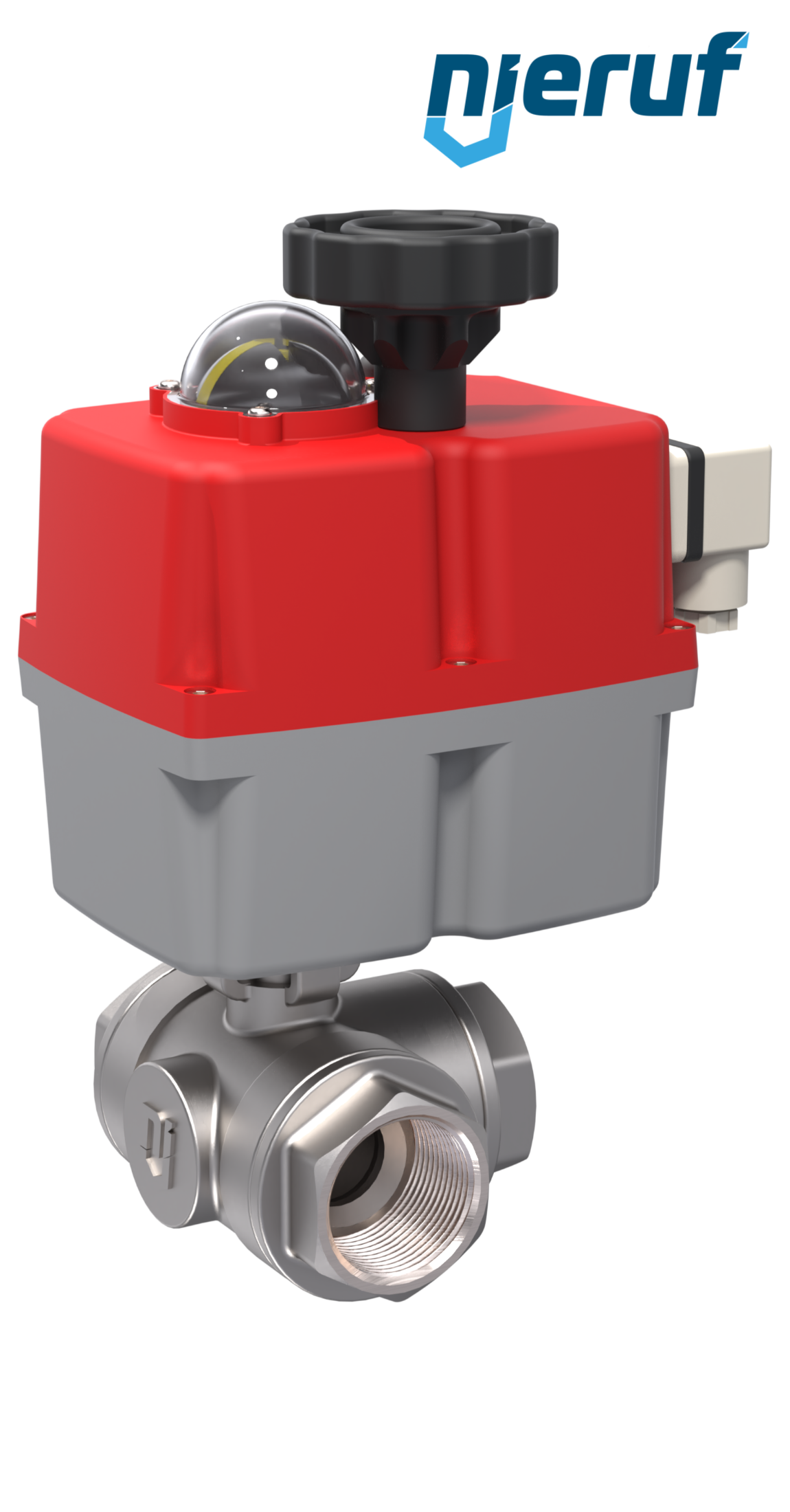 3 way automatic-ball valve 24-240V DN20 - 3/4" inch stainless steel reduced port design with L drilling