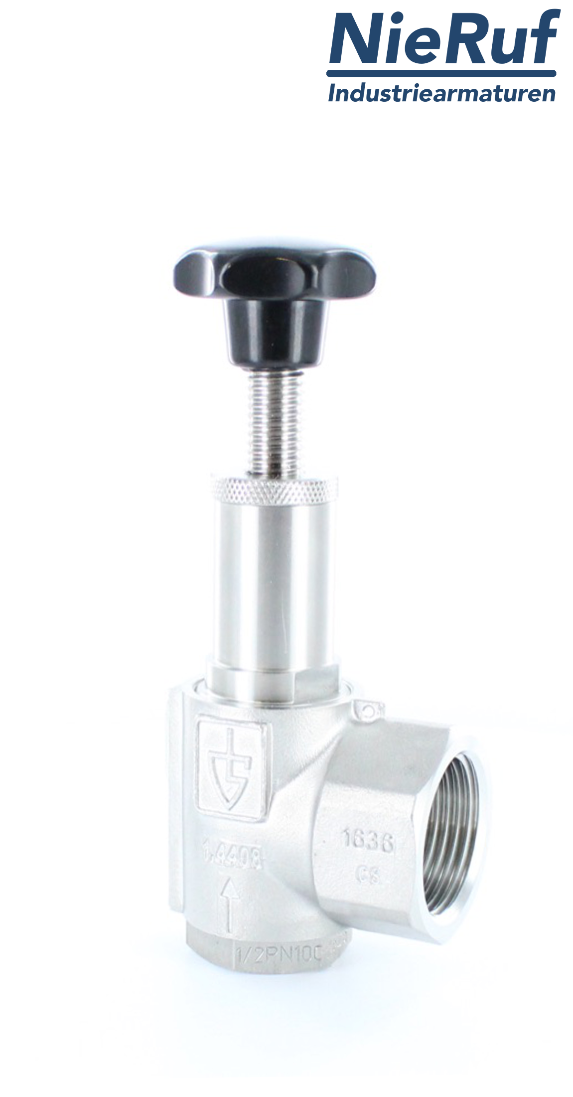 angletype overflow valve 1" inch male stainless steel 25,0 50,0 bar