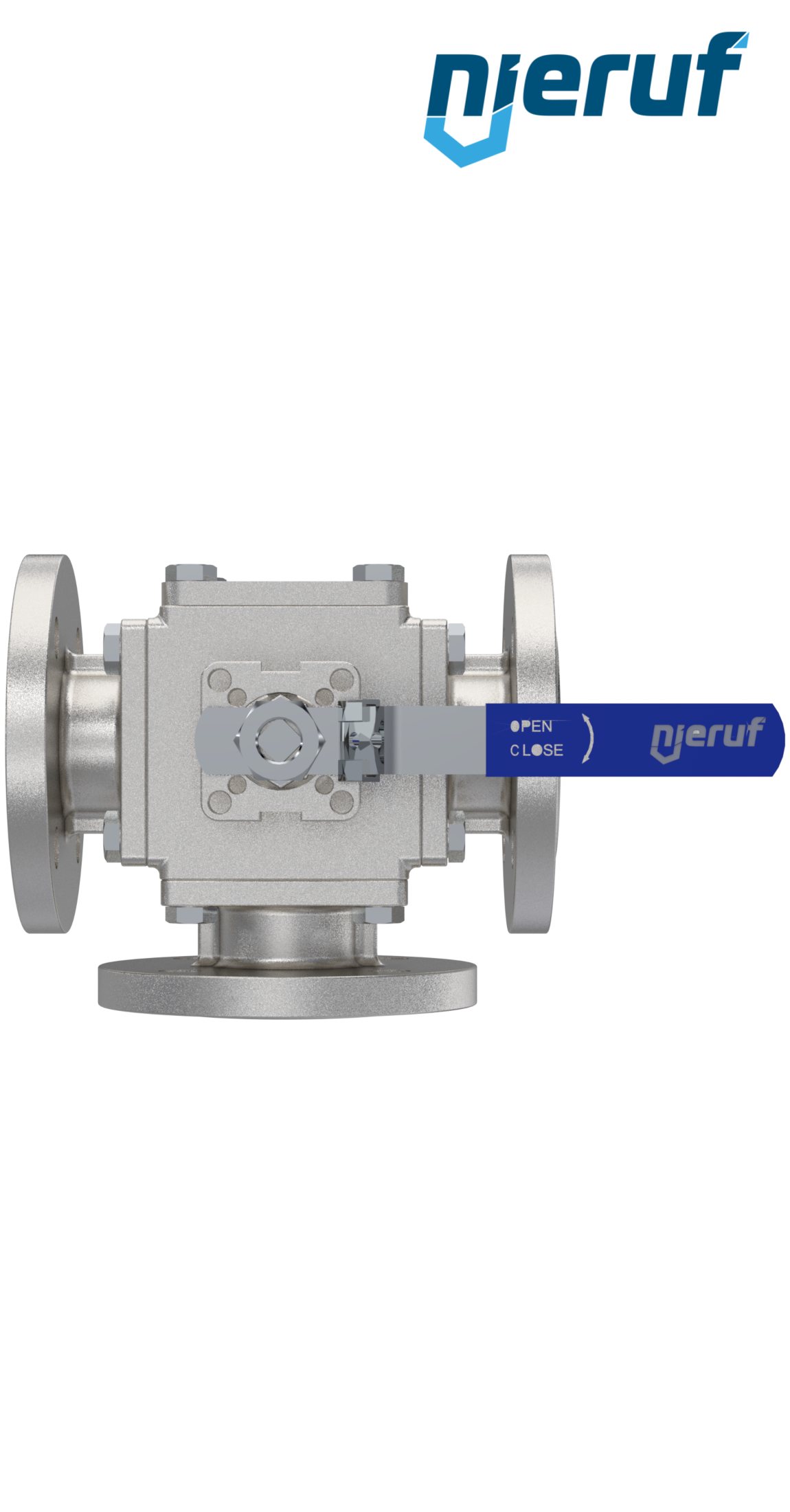 3 way stainless steel flange ball valve DN65 FK09 T drilling stainless steel 1.4408