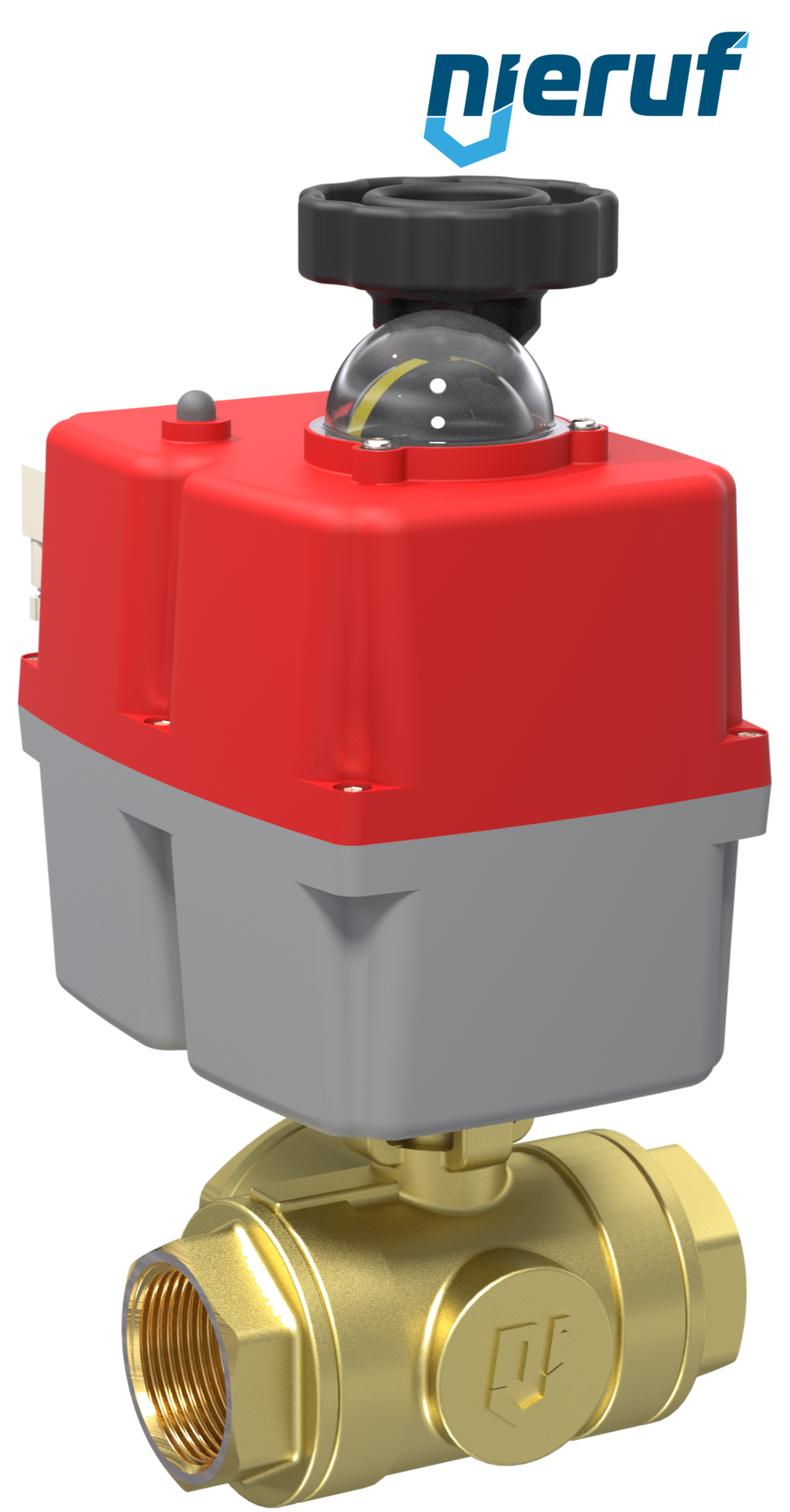 3 way automatic-ball valve 24-240V DN20 - 3/4" inch brass full port design with T drilling