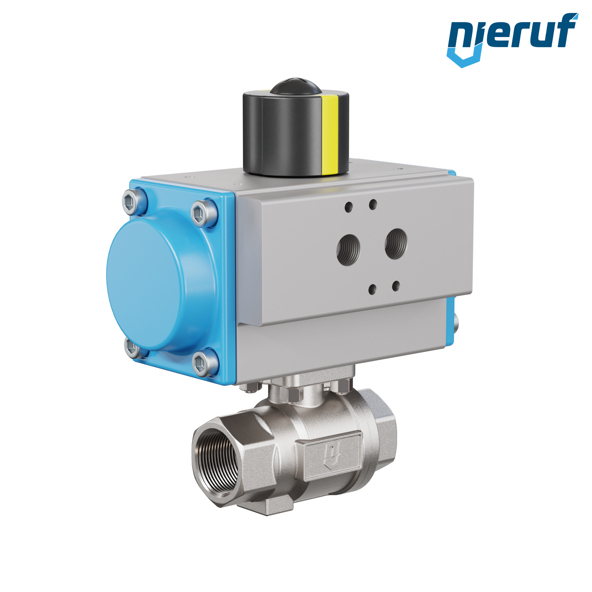 valvola a sfera pneumatica DN20 - 3/4" pollici azionamento rotativo a effetto semplice apertura a molla PK02
