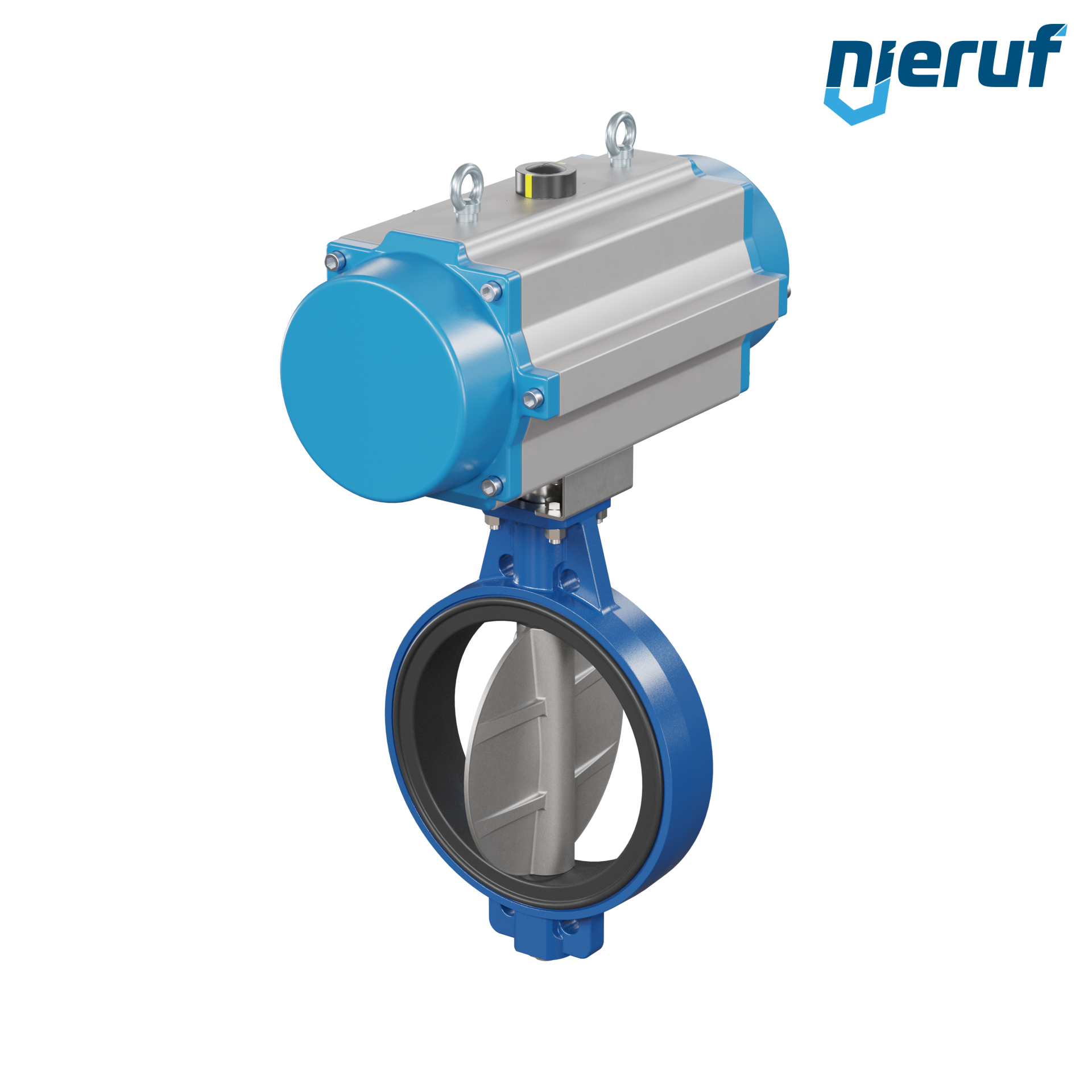 Butterfly valve DN 400 AK01 NBR-70-black DVGW gas pneumatic actuator single acting normally open