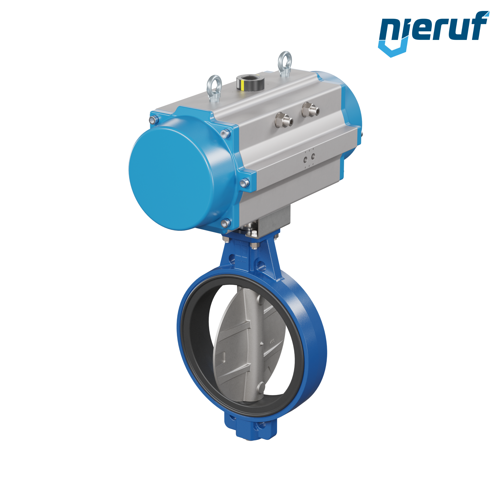 Butterfly valve DN 400 AK01 NBR-70-black DVGW gas pneumatic actuator single acting normally open