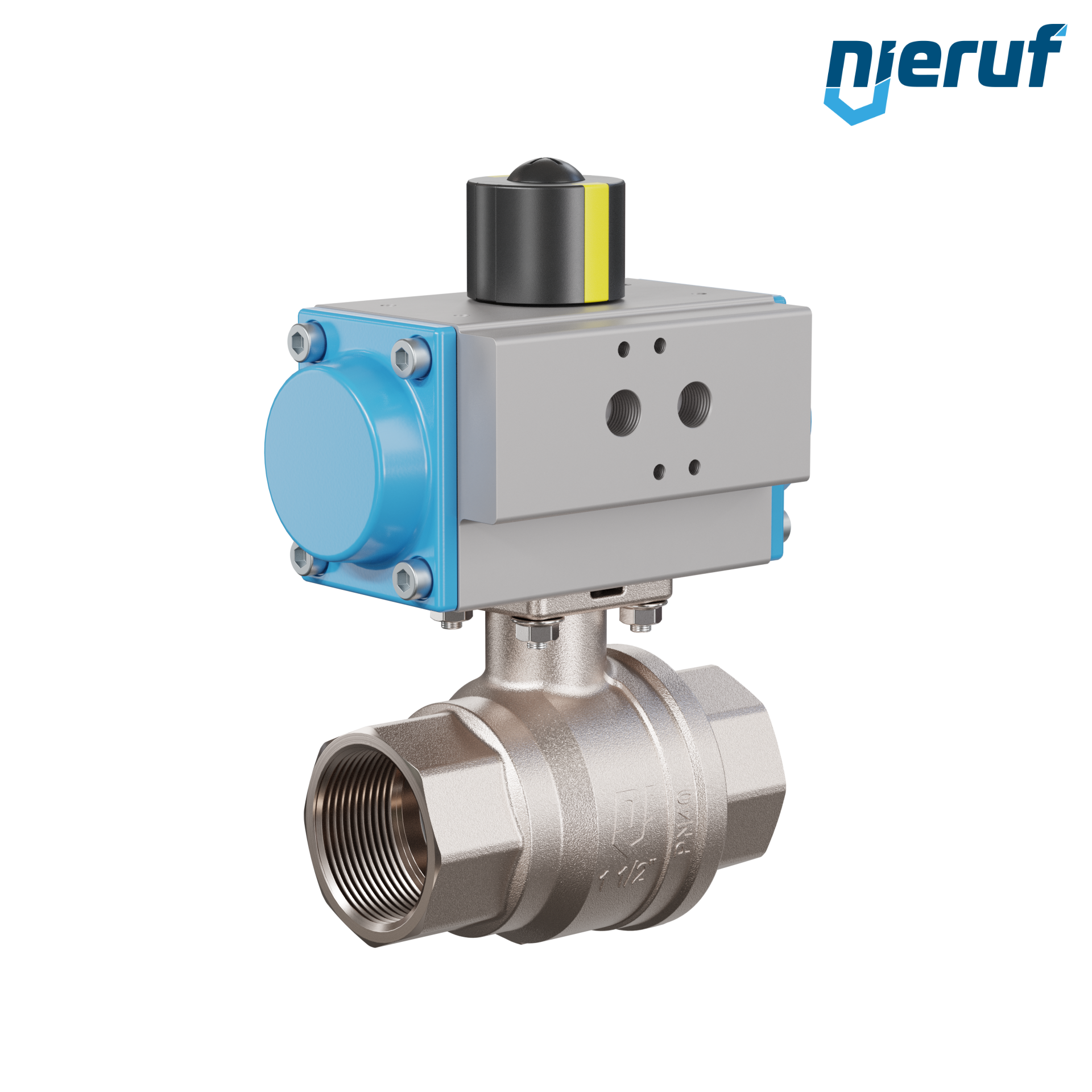 valvola a sfera automatica con manicotto DN40 - 1 1/2" pollici azionamento rotativo pneumatico a doppio effetto PK01