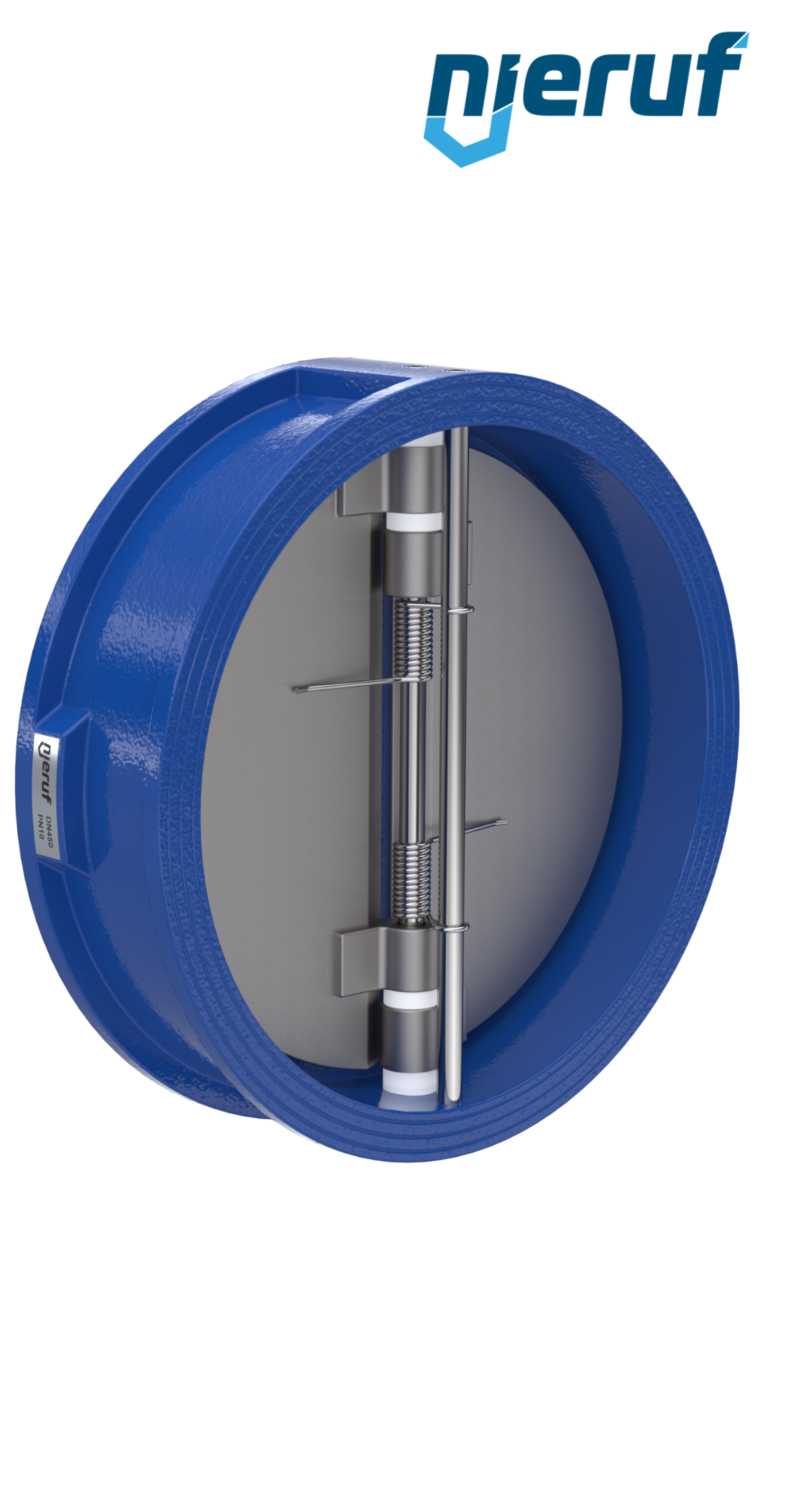 dual plate check valve DN450 DR01 GGG40 epoxyd plated blue 180µm FKM (Viton)