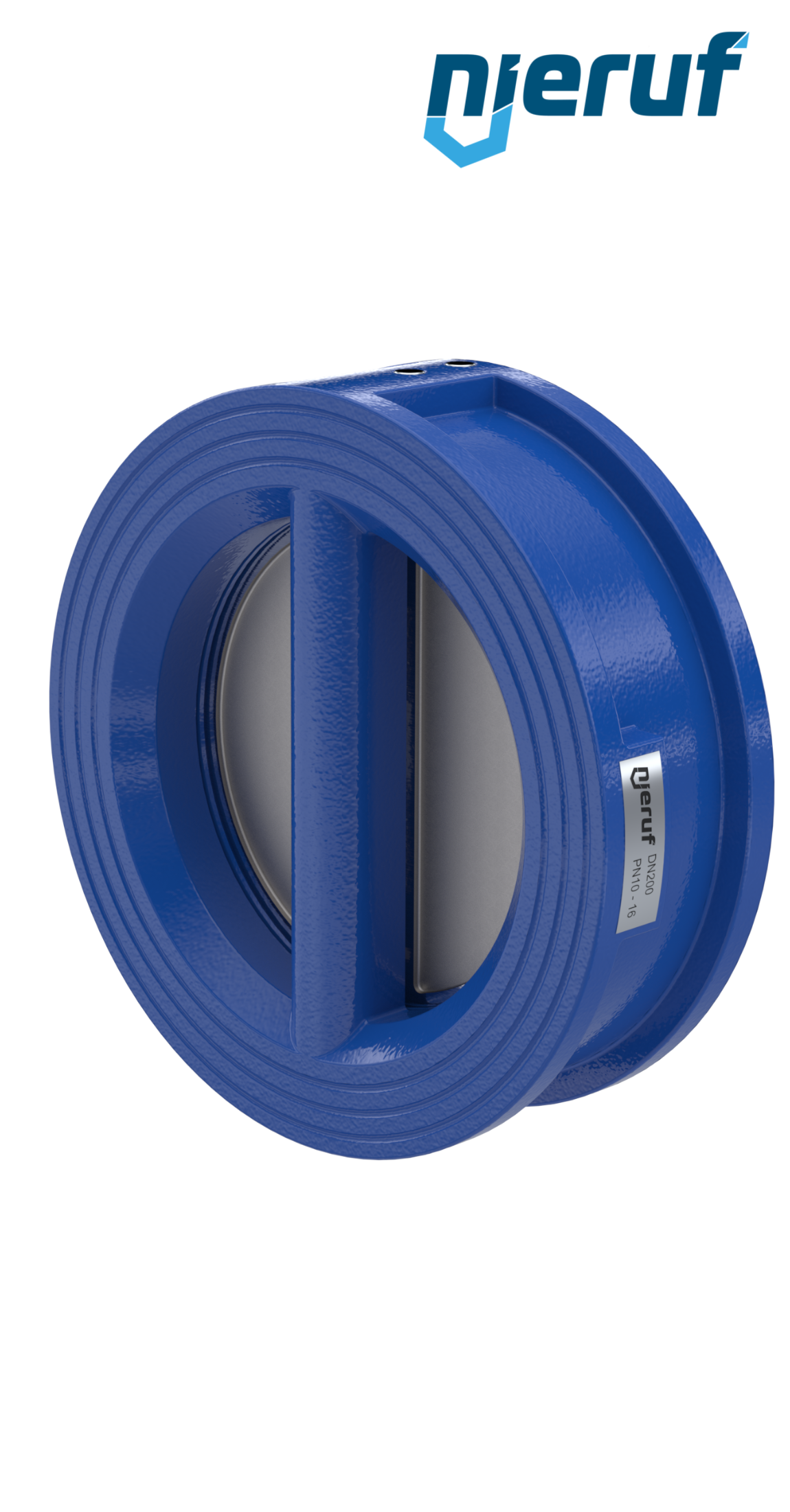 dual plate check valve DN200 DR02 GGG40 epoxyd plated blue 180µm EPDM