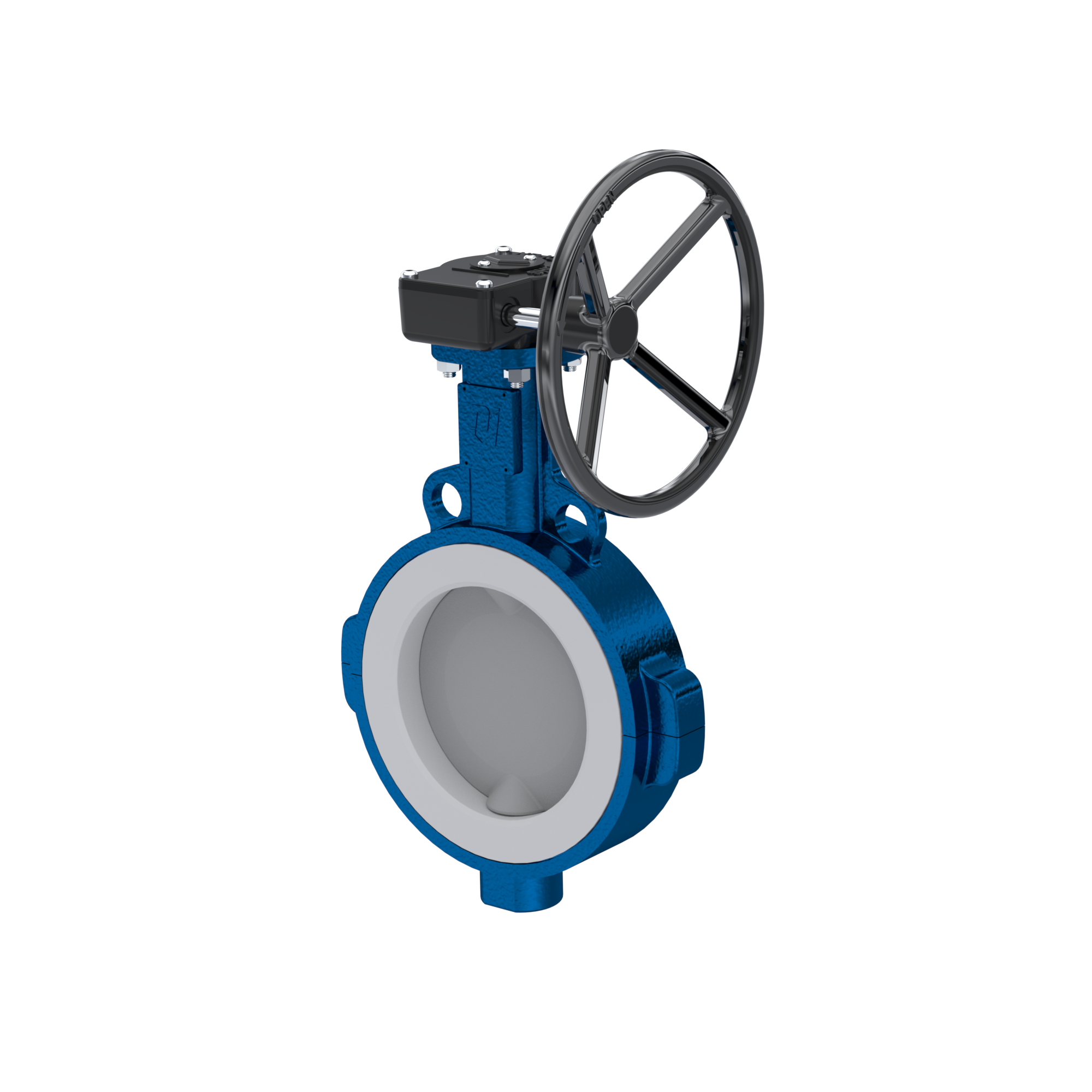 Butterfly-valve PTFE AK09 DN400 ANSI150 handwheel gearbox FKM insert