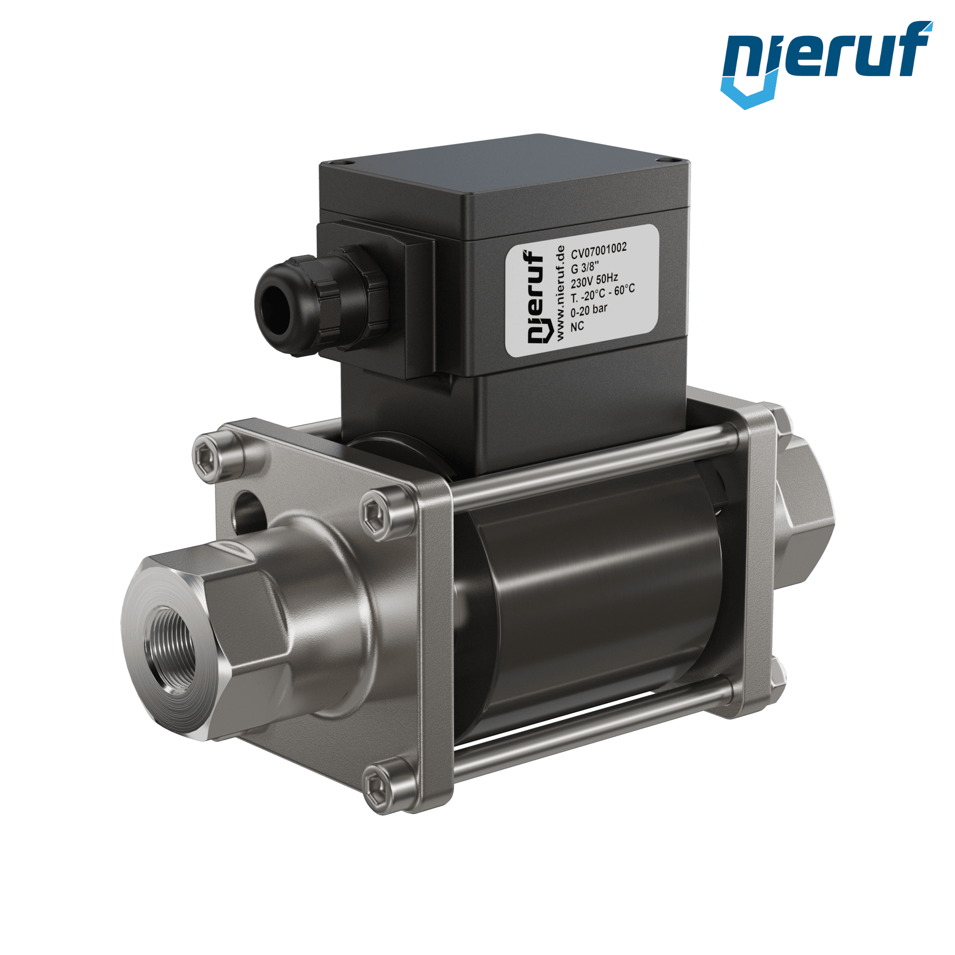 ATEX coaxial-valve CV07 3/8" inch fm - DN10 stainless steel 230V AC NC - for water application