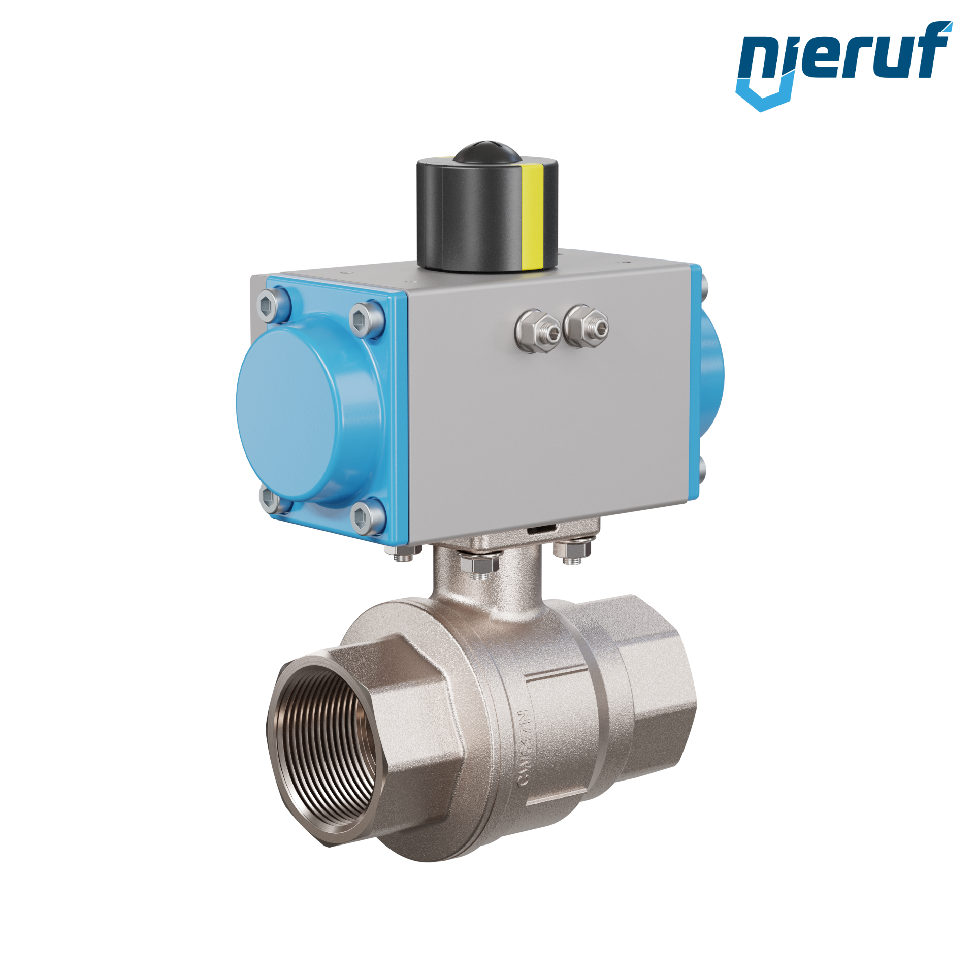 valvola a sfera automatica con manicotto DN40 - 1 1/2" pollici azionamento rotativo pneumatico a doppio effetto PK01