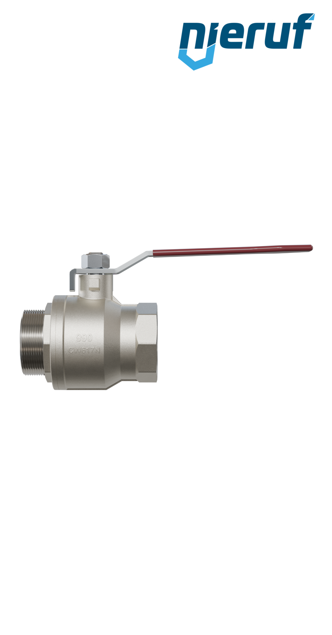 2 way ball valve DN40 - 1 1/2" inch GK01 female x male thread