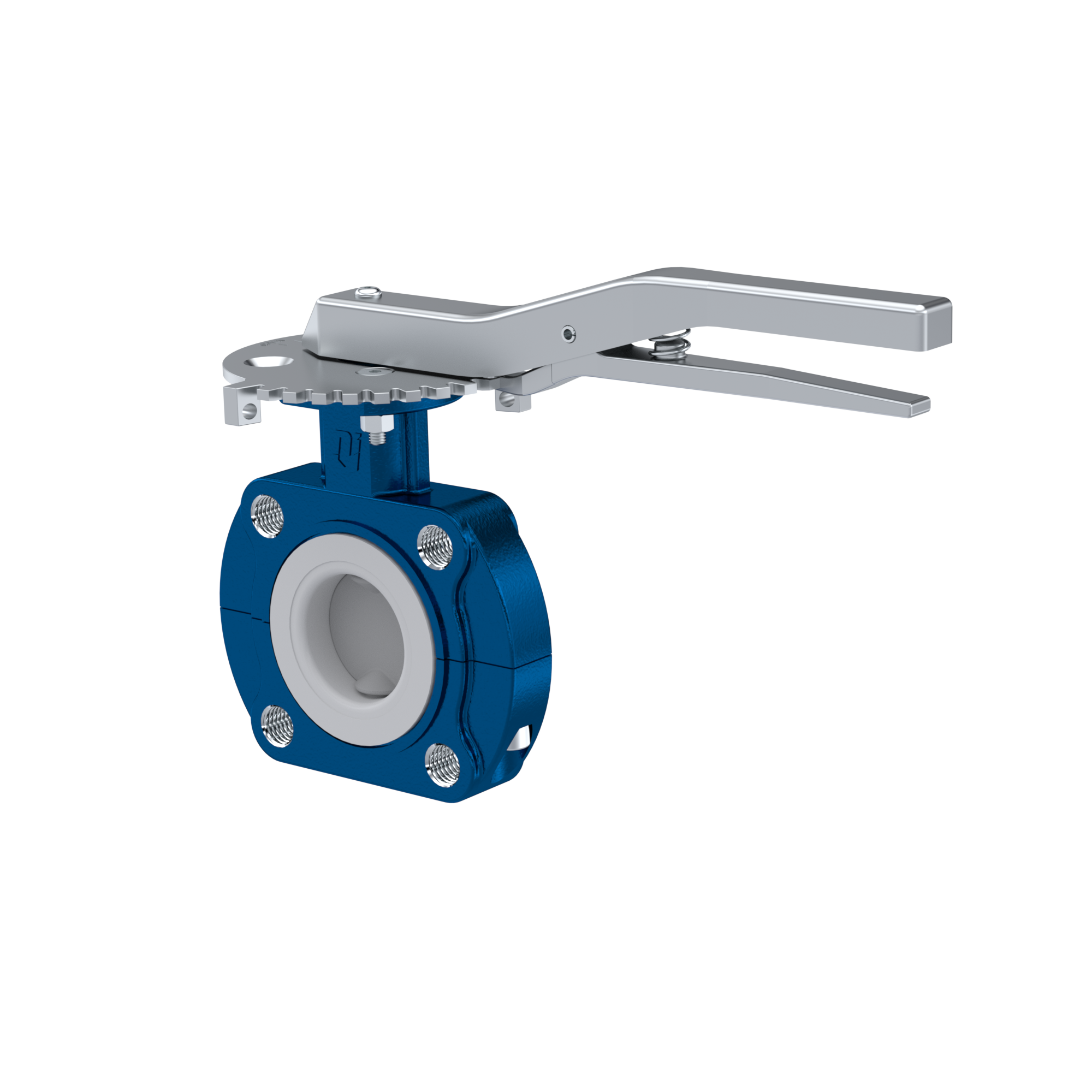 PFA-Butterfly-valve PTFE AK10 DN40 PN10-PN16 lever silicone insert
