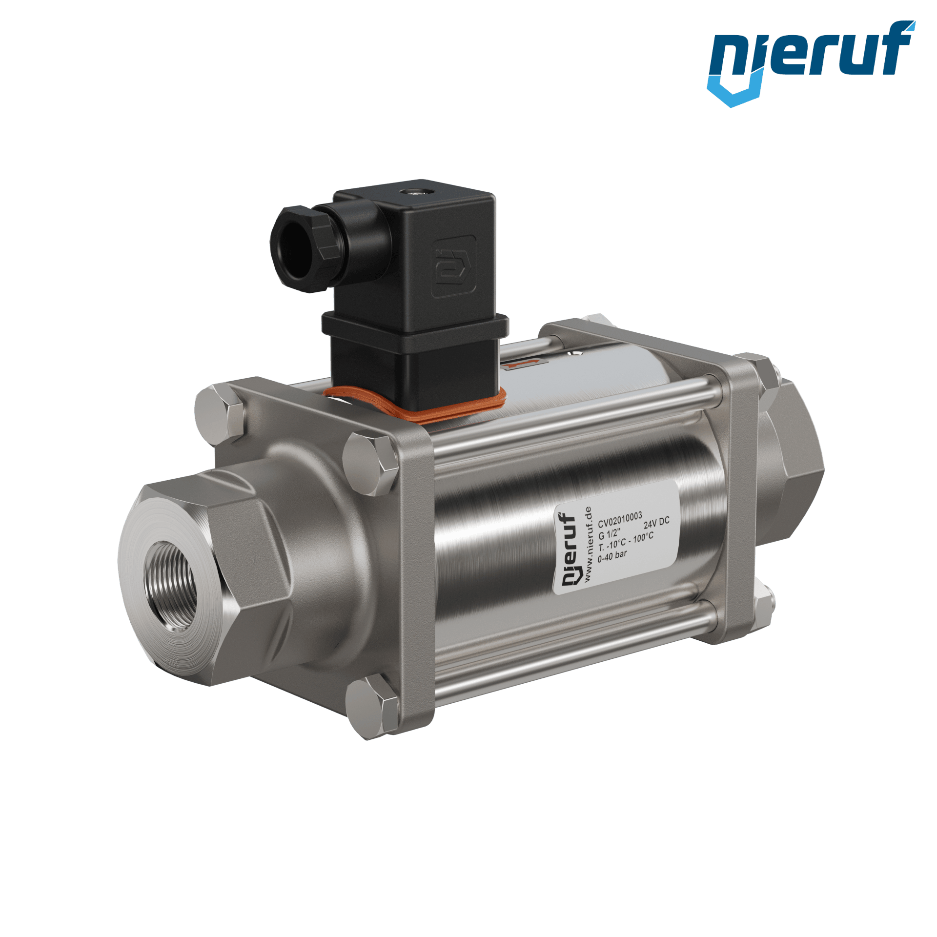 Coaxial-valve 1/2" inch fm - DN15 stainless steel 24V DC NC