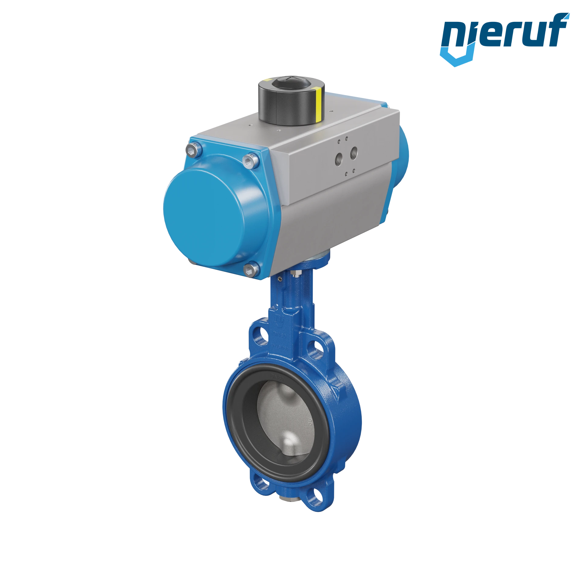 Butterfly valve DN 80 AK01 NBR-70-black DVGW gas pneumatic actuator single acting normally closed