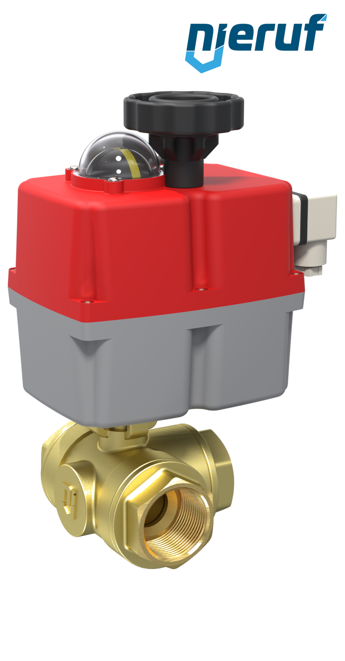 3 way automatic-ball valve 24-240V DN32 - 1 1/4" inch brass full port design with L drilling