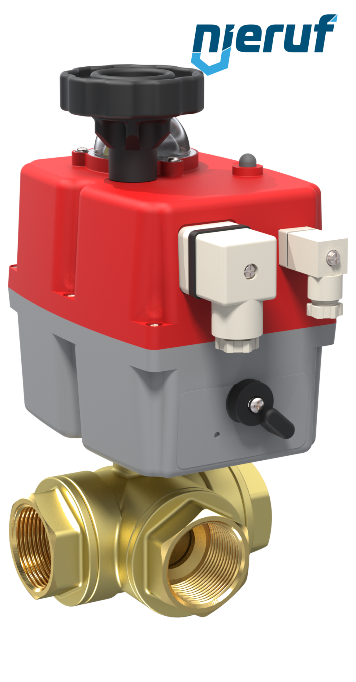 3 way automatic-ball valve 24-240V DN20 - 3/4" inch brass full port design with T drilling