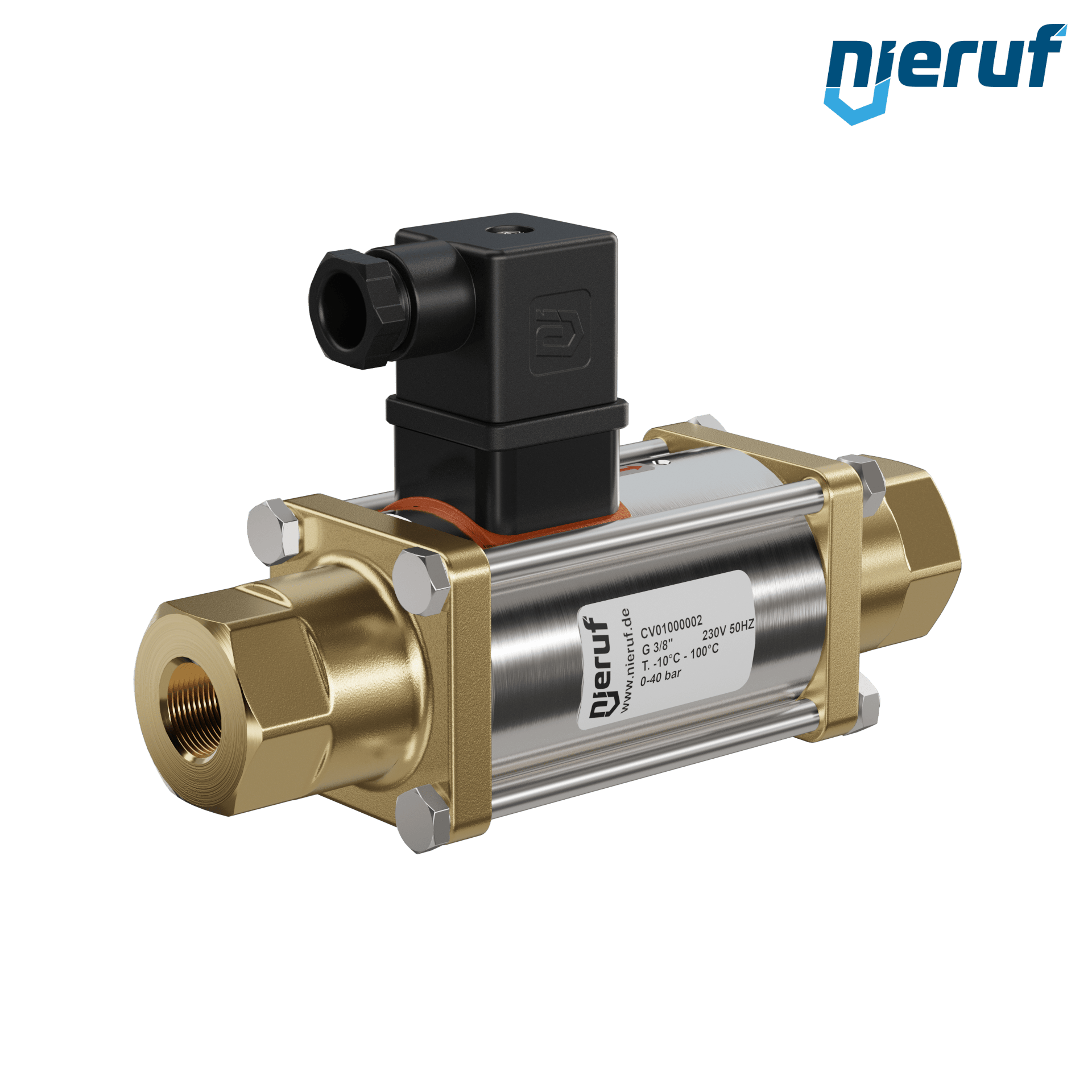 Coaxial-valve 3/8" inch fm - DN10 brass 230V AC NC