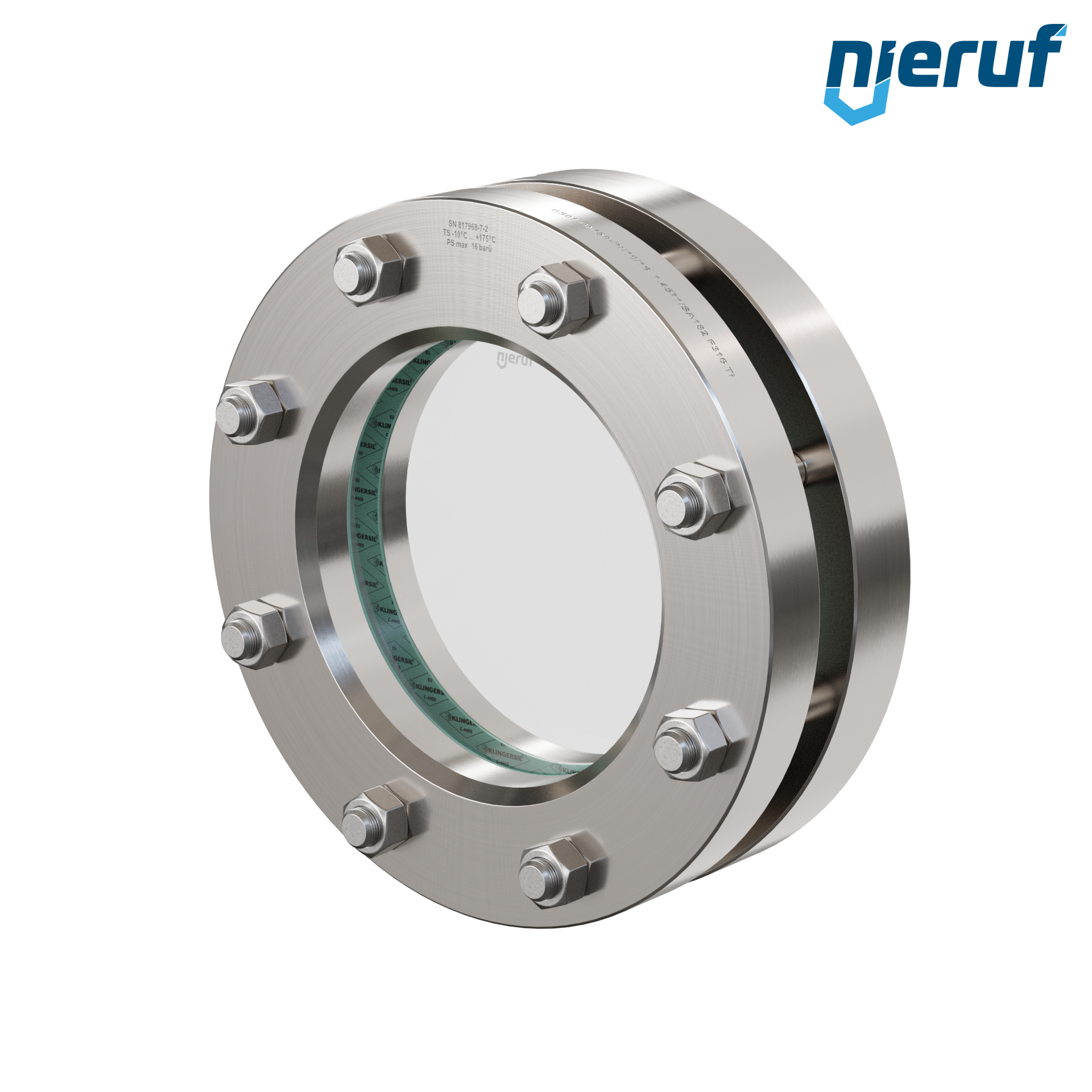 oblò di osservazione per serbatoi DN150 - 6" pollici  BS02 acciaio inossidabile 1.4571 vetro borosilicato 16bar