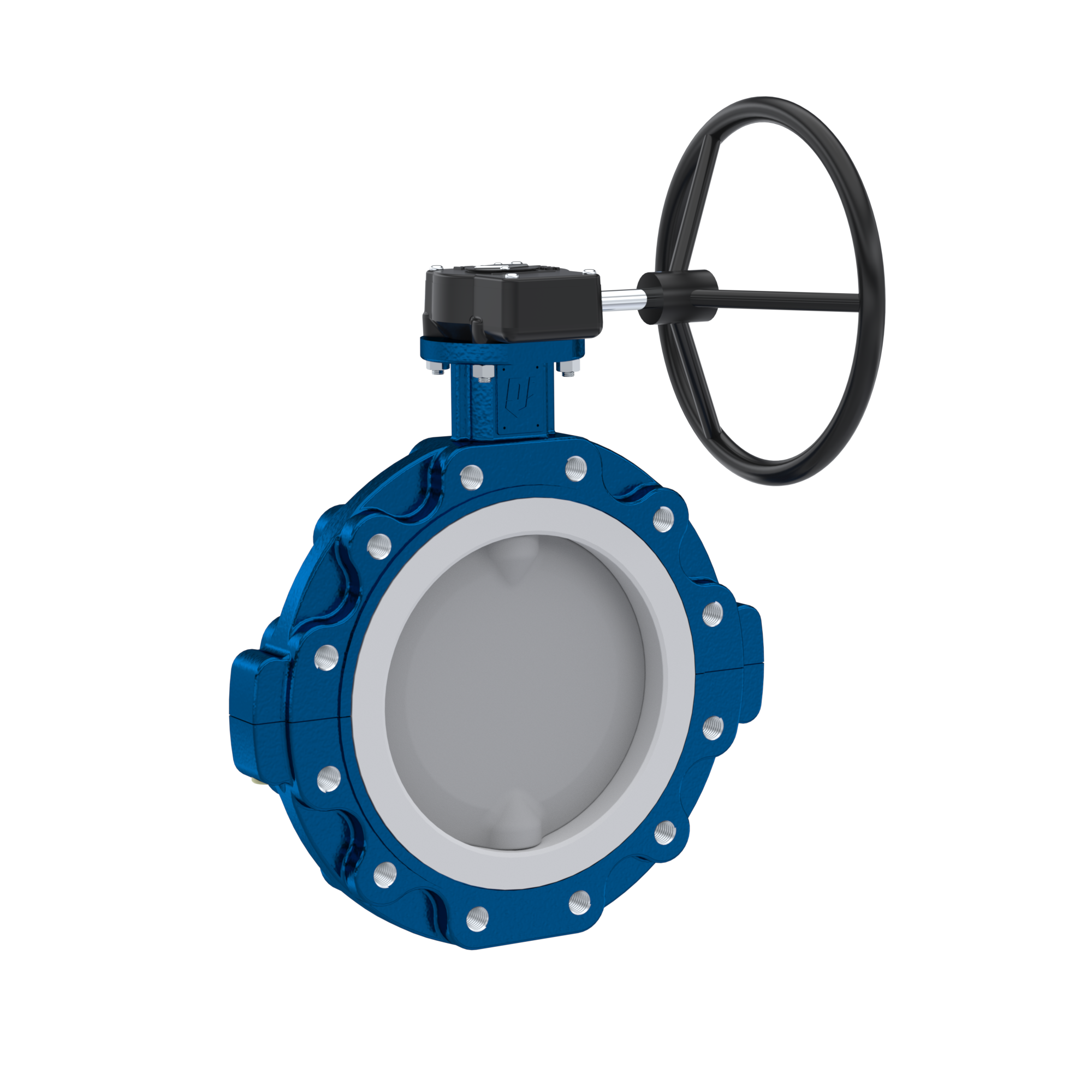 Butterfly-valve PTFE AK10 DN400 ANSI150 handwheel gearbox EPDM insert