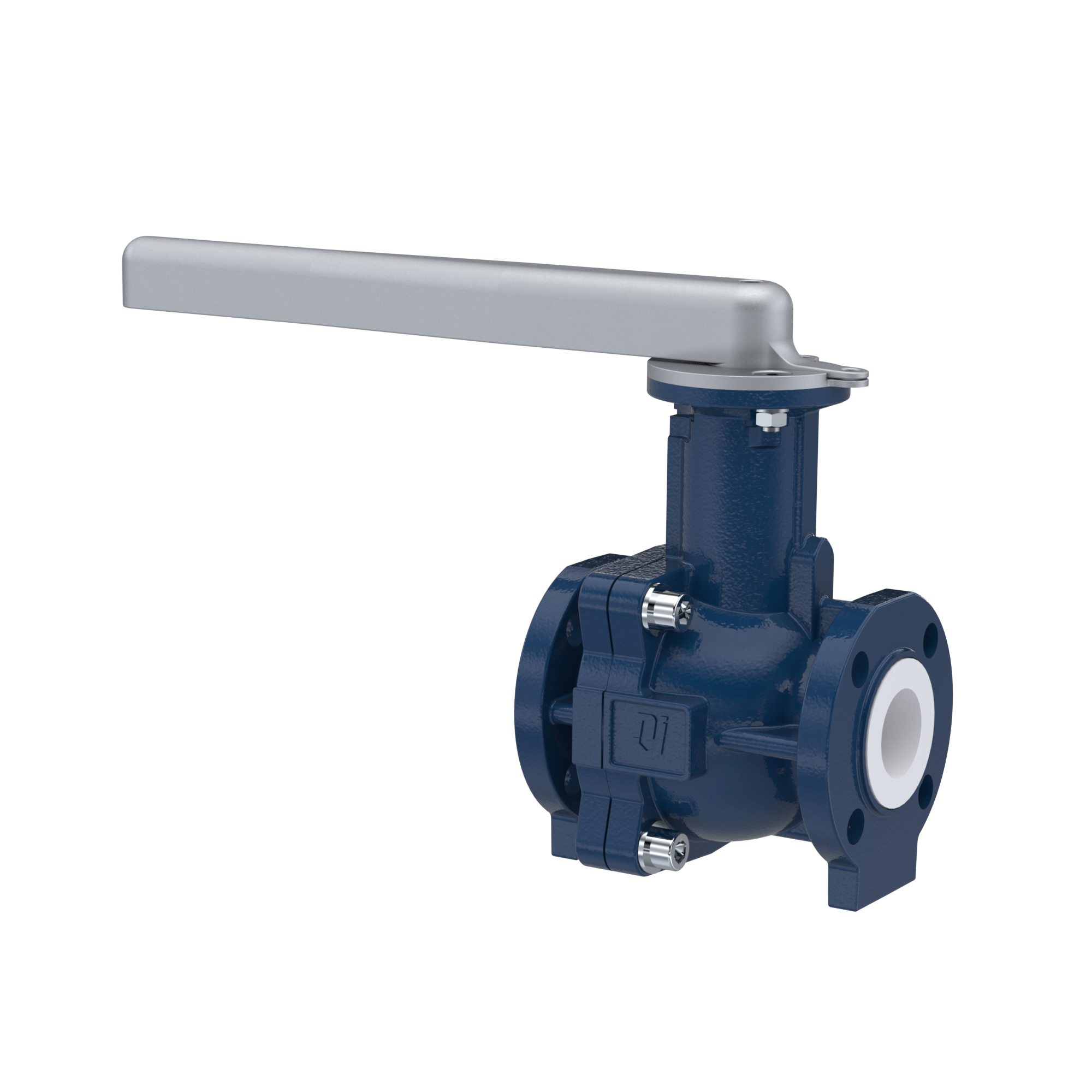 PFA-flange ball valve FK13 DN40 - 1 1/2" inch ANSI 150 made of spheroidal graphite cast iron with lever hand