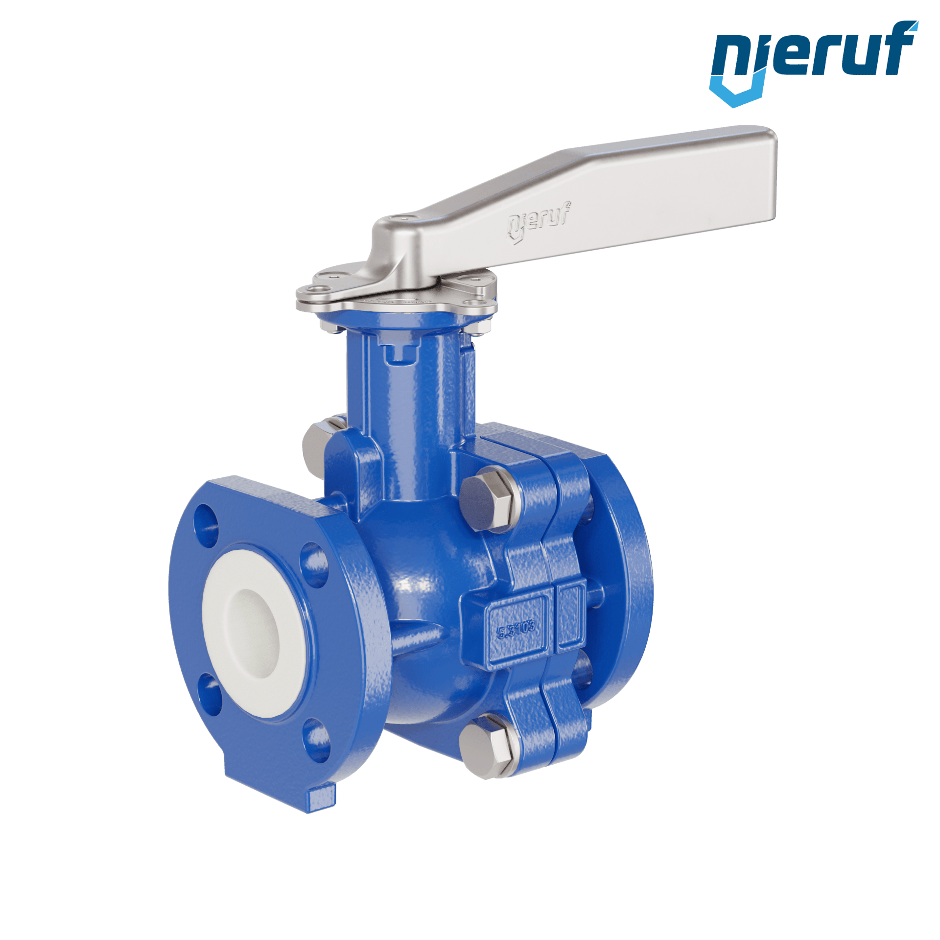 valvola a sfera flangiata PFA FK13 DN32 - 1 1/4" pollici ANSI 150 in ghisa sferoidale 5.3103 con leva in acciaio