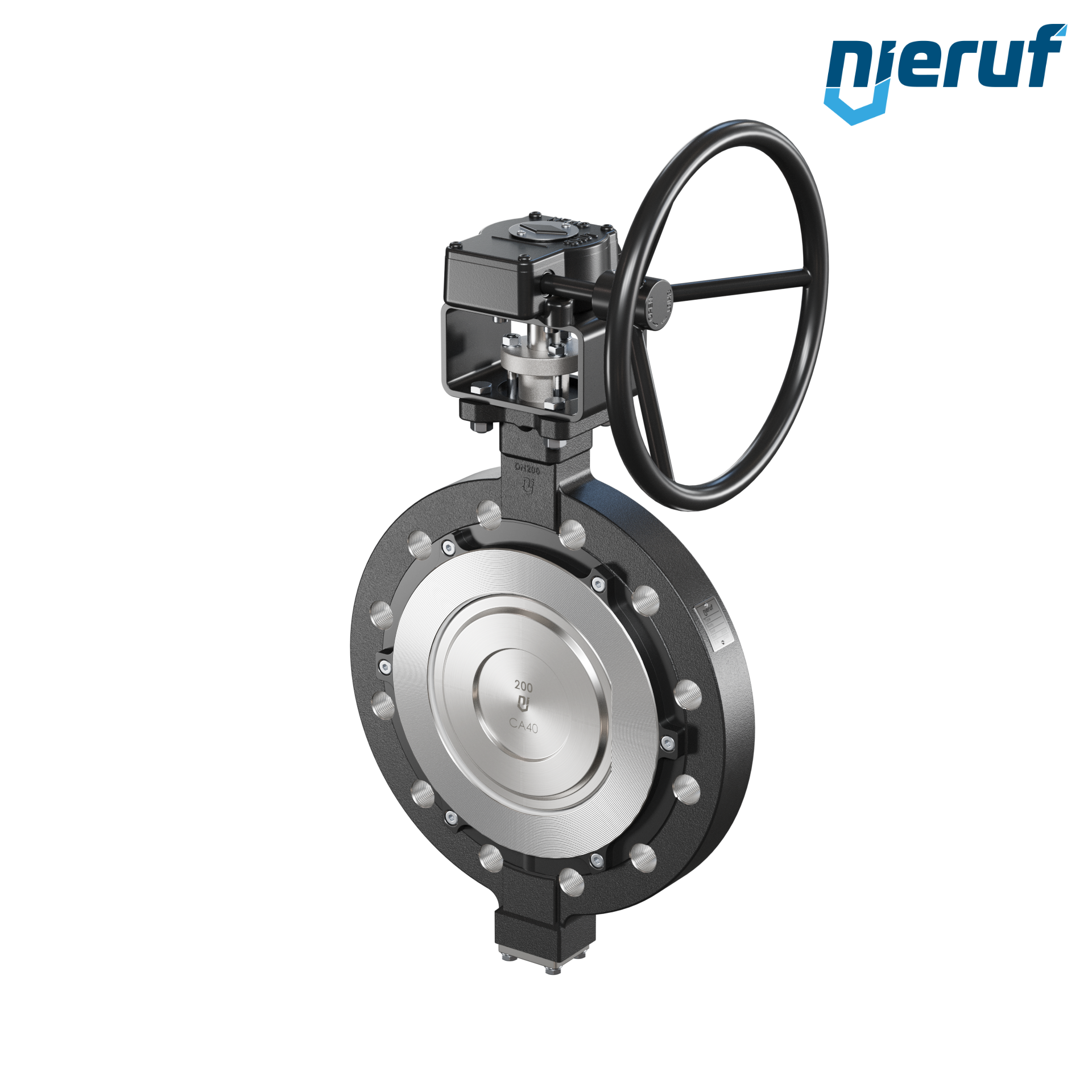 Double offset butterfly-valve AK12 DN 200 PN40 worm gear