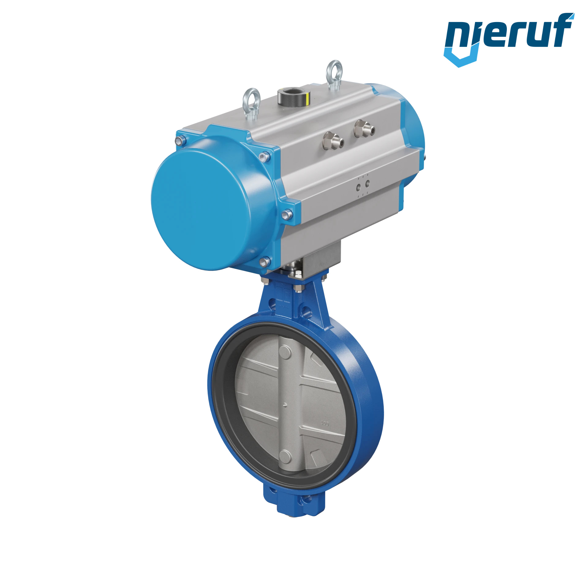 Butterfly valve DN 400 AK01 NBR-70-black DVGW gas pneumatic actuator single acting normally closed