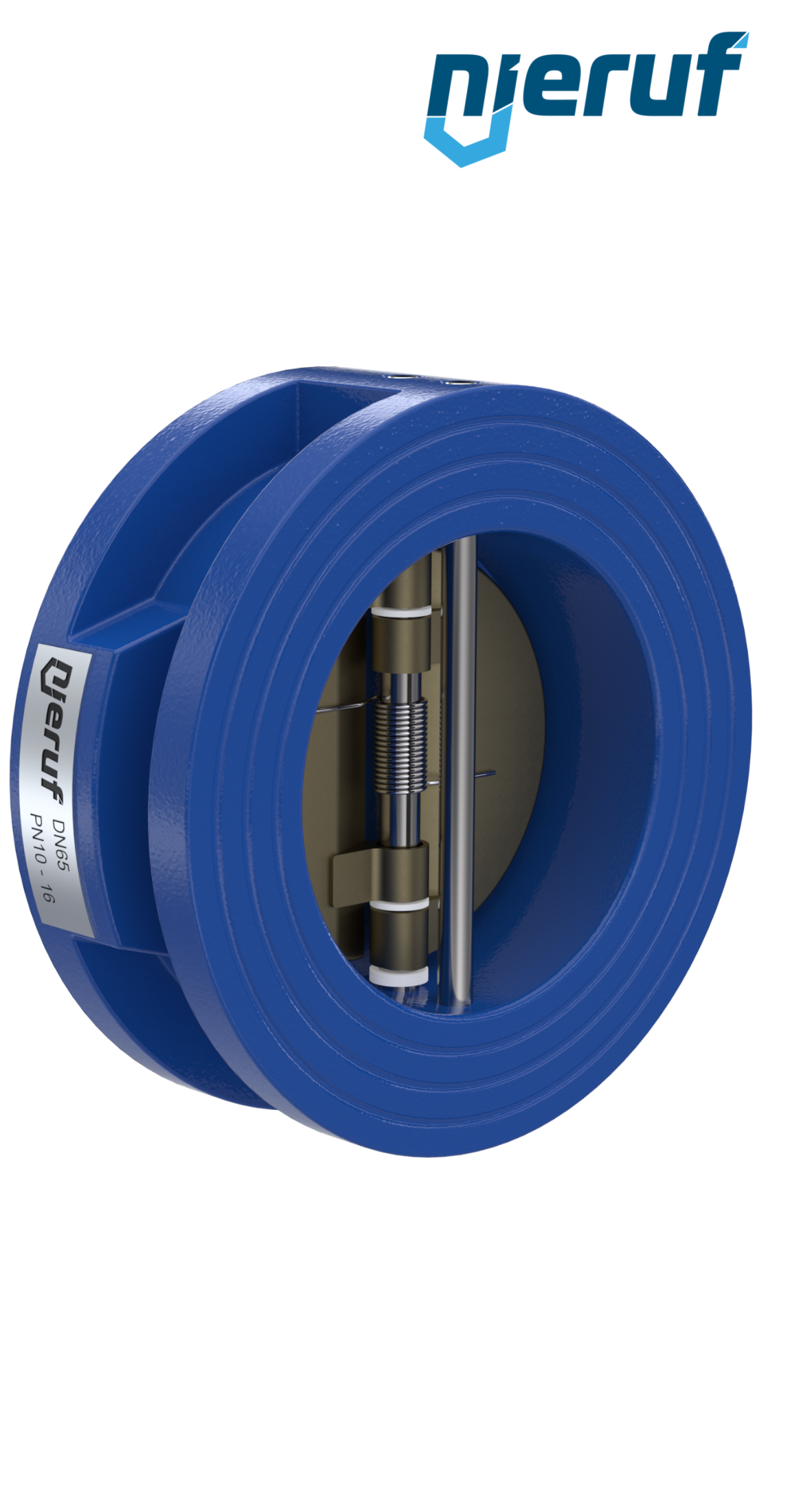 dual plate check valve DN65 DR04 GGG40 epoxyd plated blue 180µm NBR