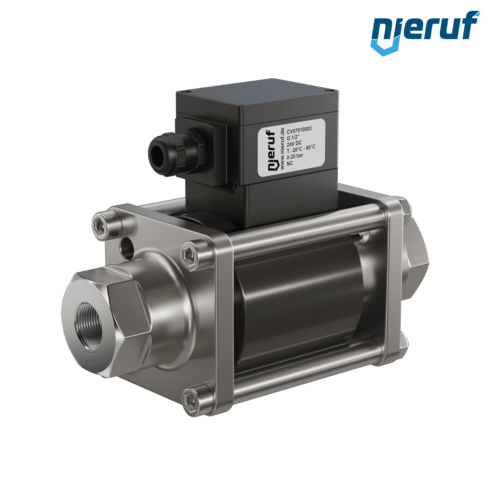 ATEX coaxial-valve CV07 1/2" inch fm - DN15 stainless steel 24V DC NC