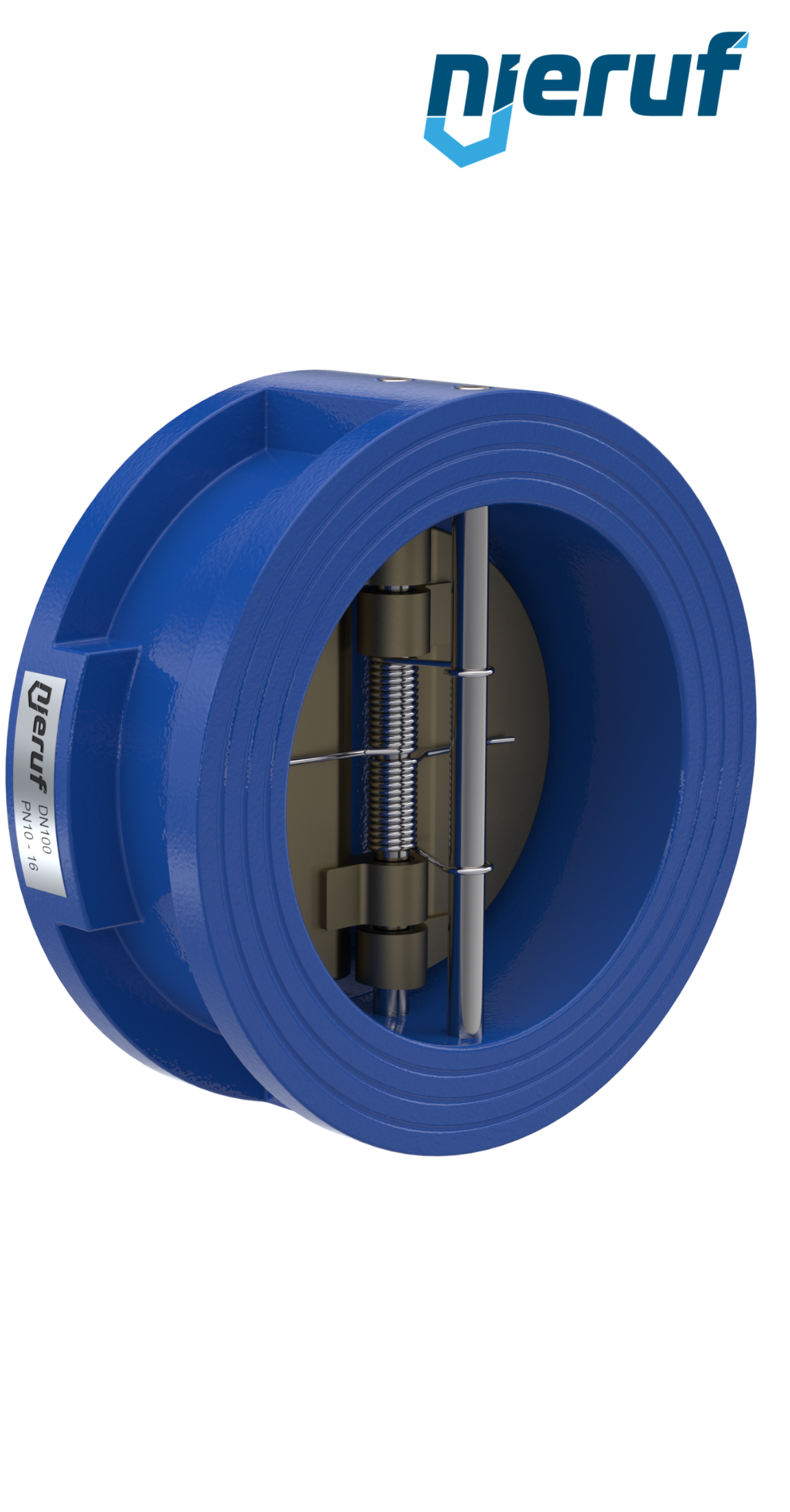 dual plate check valve DN100 DR04 ANSI 150 GGG40 epoxyd plated blue 180µm FKM