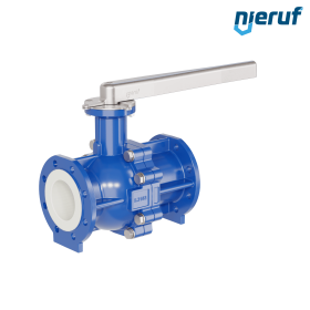 PFA-flange ball valve FK13 DN100 - 4" inch PN10/16 made of spheroidal graphite cast iron with lever hand
