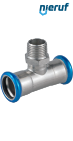 T-fitting Pressfitting F x F DN20 - 22,0 mm male thread 3/4" inch stainless steel T-fitting Pressfitting F x F DN20 - 22,0 mm male thread 3/4" inch stainless steel