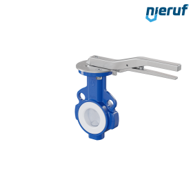 PFA-Butterfly-valve PTFE AK09 DN50 PN10-PN16 lever silicone insert