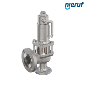 flange-safety valve ASME gaseous media gastight with bellow ANSI150 DN25 1" x 2" SF04, stainless steel, EPDM, with lifting device lever