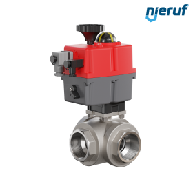 3 way automatic-ball valve 24-240V DN50 - 2" inch stainless steel reduced port design with L drilling