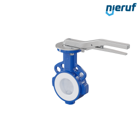 PFA-Butterfly-valve PTFE AK09 DN65 PN10-PN16 lever silicone insert