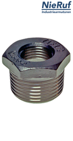 reducing bush 1/2" x 1/4" inch NPT male X female stainless steel 316L reducing bush 1/2" x 1/4" inch NPT male X female stainless steel 316L