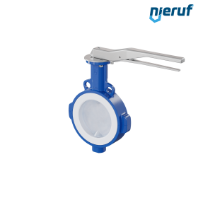 PFA-Butterfly-valve PTFE AK09 DN150 PN10-PN16 lever silicone insert