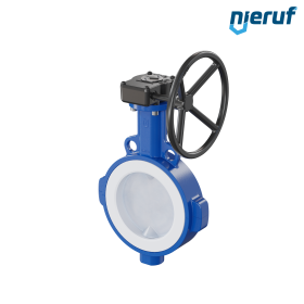 PFA-Butterfly-valve PTFE AK09 DN150 PN10-PN16 handwheel gearbox silicone insert